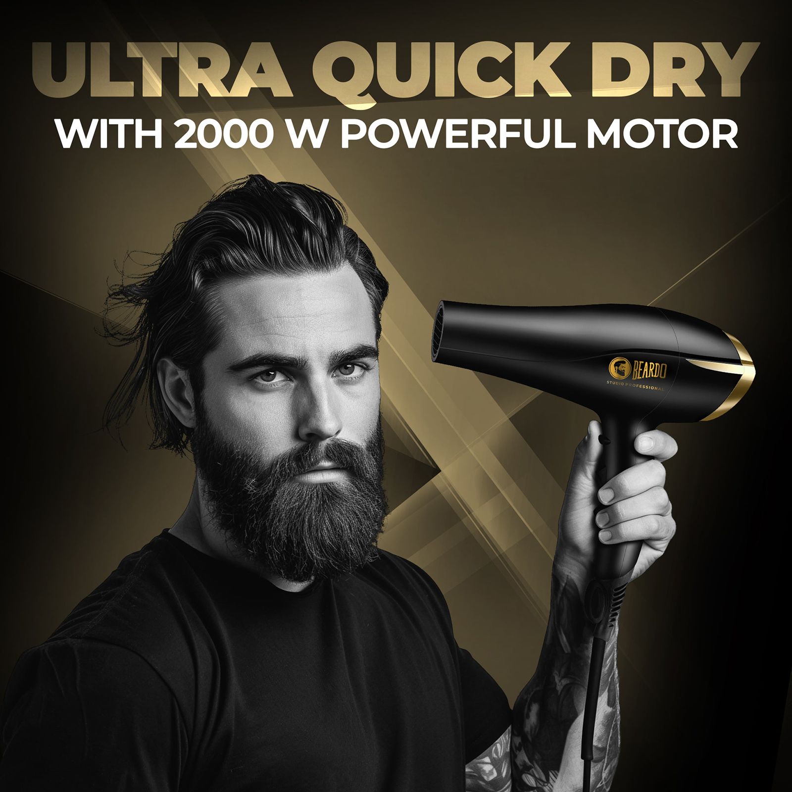 BEARDO Studio Professional Tornado Hair Dryer with 3 Heat Settings & Cool Shot (EHD+ Technology, Black)_7