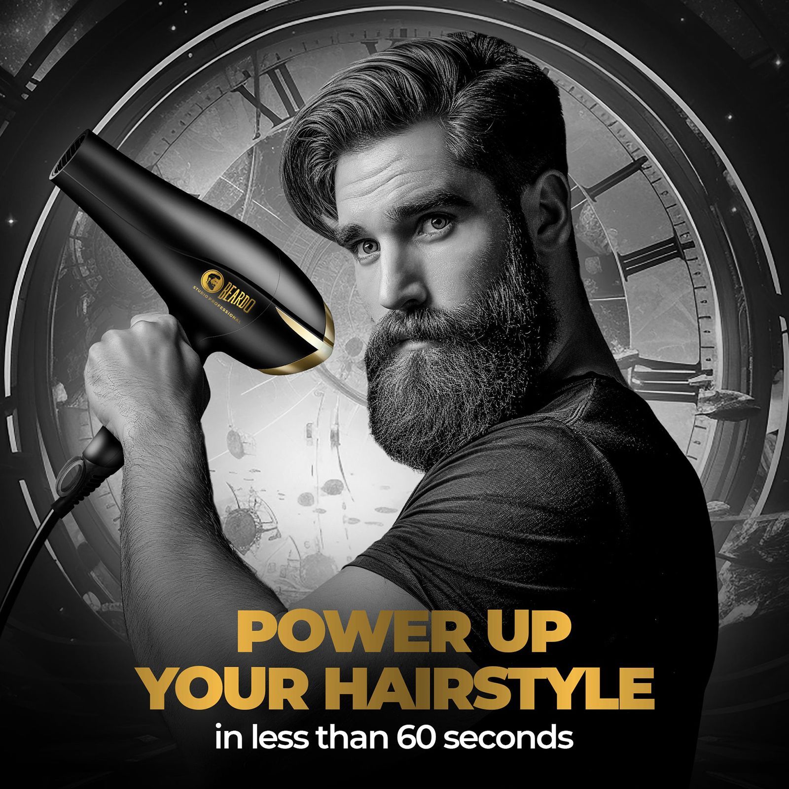 BEARDO Studio Professional Tornado Hair Dryer with 3 Heat Settings & Cool Shot (EHD+ Technology, Black)_12