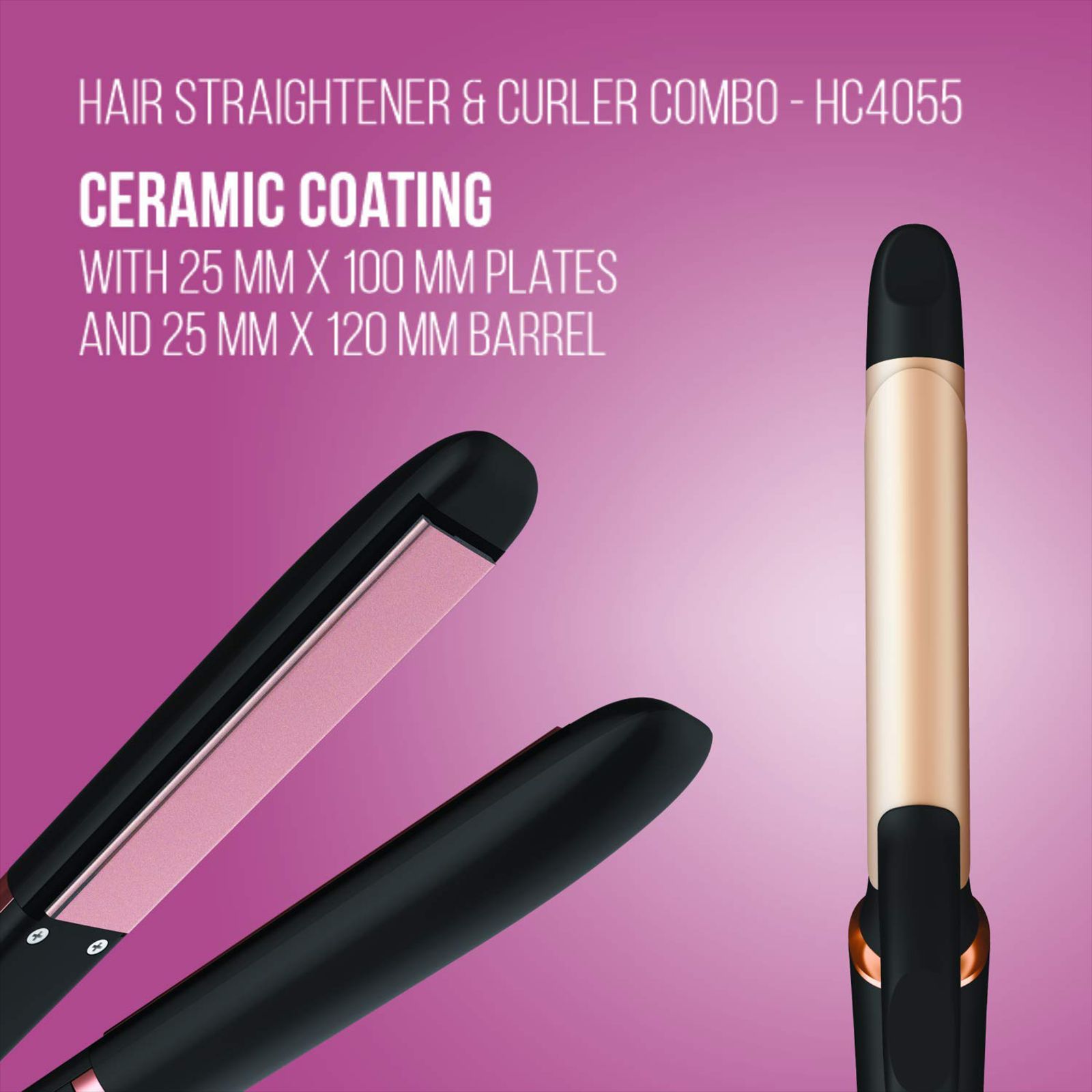 HAVELLS HC4055 2-in-1 Hair Straightener & Curler with Plate Lock Function (Floating Ceramic Coated Plates, Black & Chrome)_5