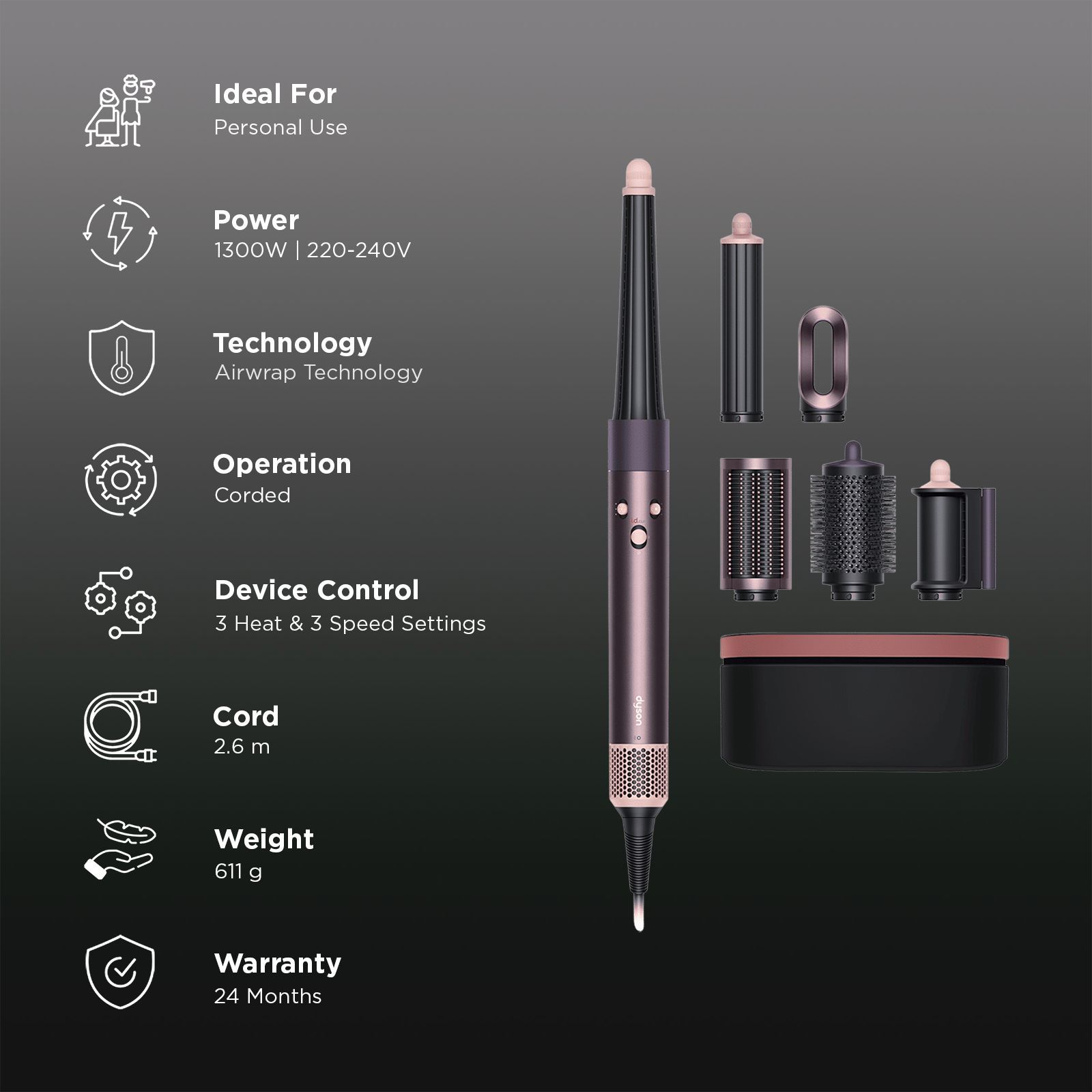 dyson Airwrap id 6-in-1 Multi Styler and Dryer with Bluetooth Supported ( Airwrap Technology, Jasper Plum)_2