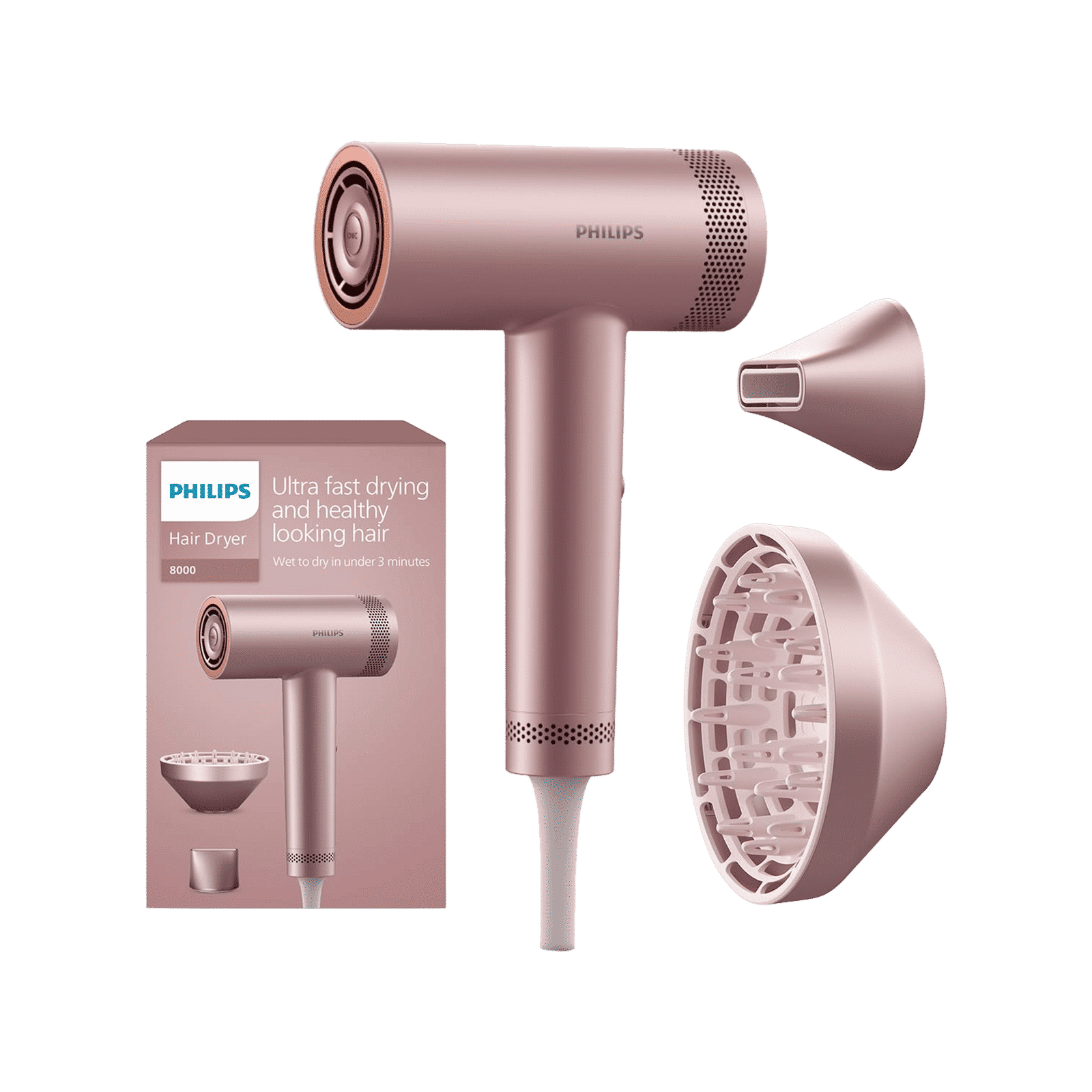 Philips 8000 Series Hair Dryer With 7 Heat Settings & Cool Shot (Thermo Shield Advanced Technology, Rose Champagne)_1