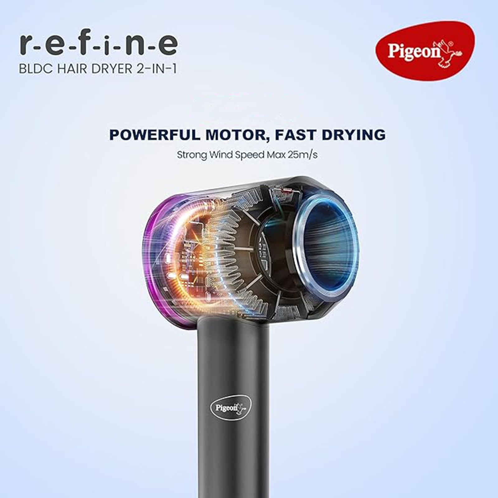 PIGEON Elegant BLDC 2-In-1 Hair Dryer with 4 Heat Settings & Cool Shot (Ionic Technology, Grey)_4