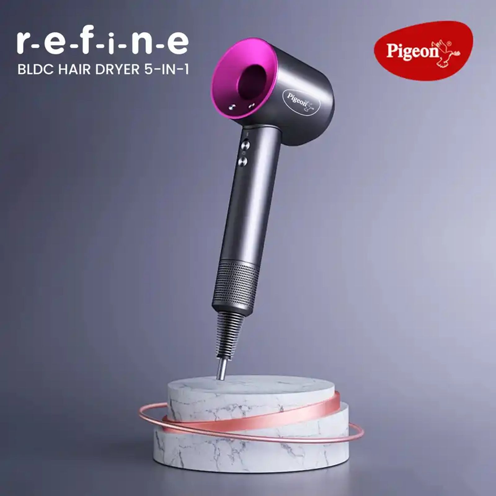 PIGEON Elegant BLDC 5-In-1 Hair Dryer with 4 Heat Settings & Cool Shot (Ionic Technology, Grey) PIGEON Elegant BLDC 5-In-1 Hair Dryer with 4 Heat Settings & Cool Shot (Ionic Technology, Grey)_3