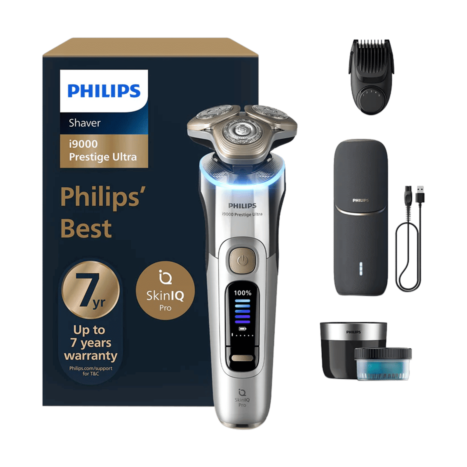 Philips i9000 Prestige Ultra Rechargeable Cordless Electric Shaver for Face & Neck for Men (60mins Runtime, Skin IQ Pro Technology, Chrome) Philips i9000 Prestige Ultra Rechargeable Cordless Electric Shaver for Face & Neck for Men (60mins Runtime, Skin IQ Pro Technology, Chrome)_1