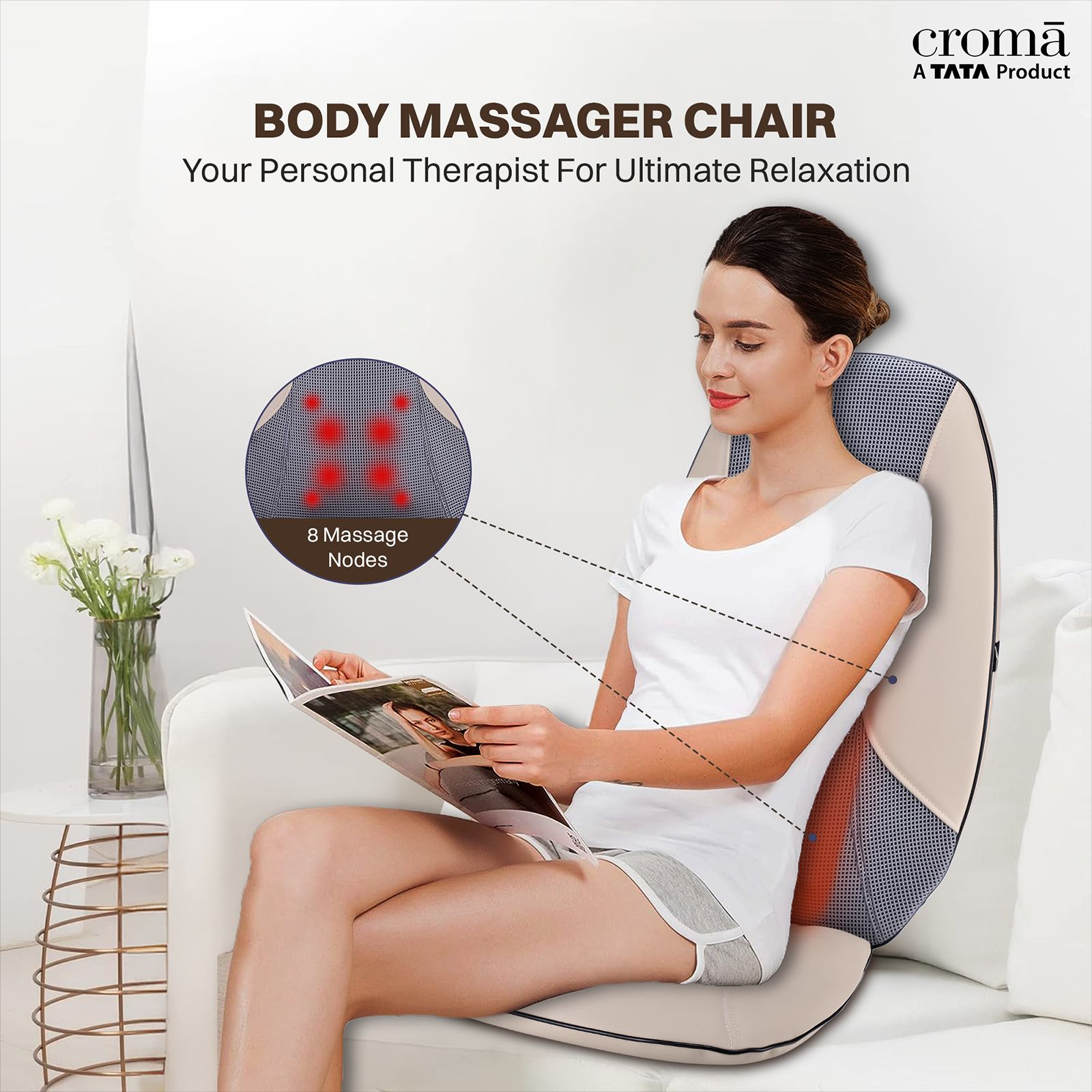 Croma Rotary Massager 8 Rollers (W288, Brown)_10