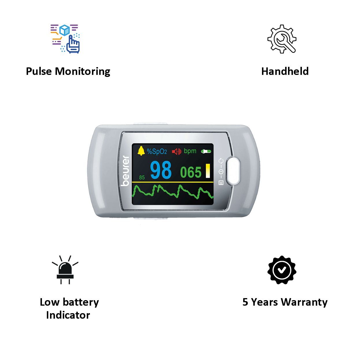 beurer Pulse Oximeter (XL Colour Display, PO80, Grey)_4
