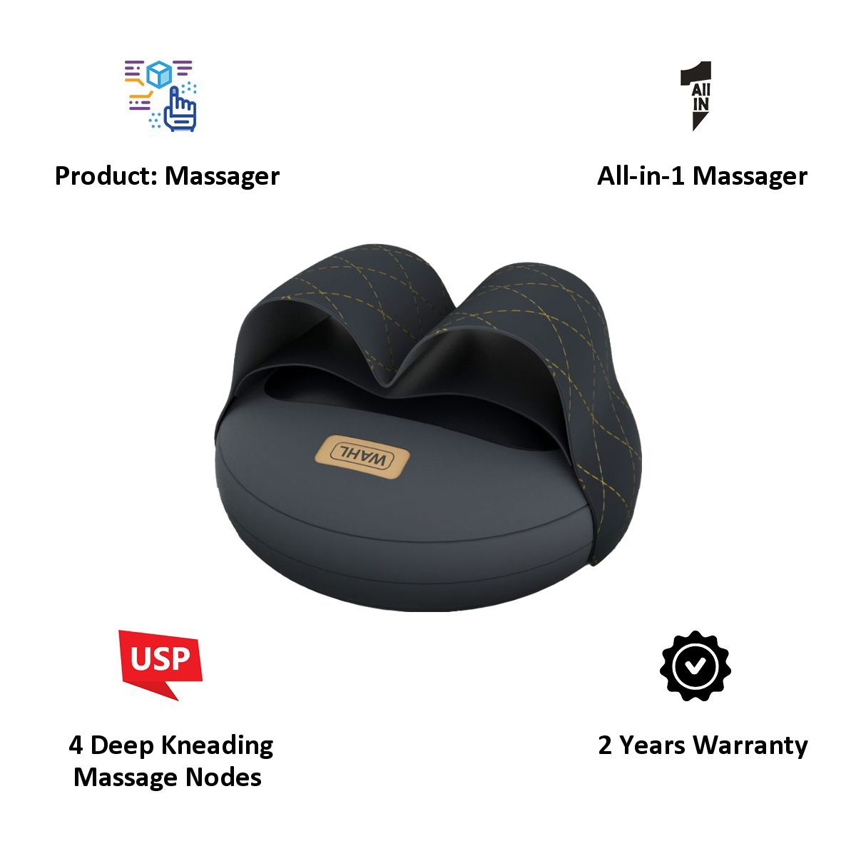 WAHL WMMP60324 Shiatsu All-in-1 Massager (Shiatsu Massage, HEM-6232T, Grey)_4