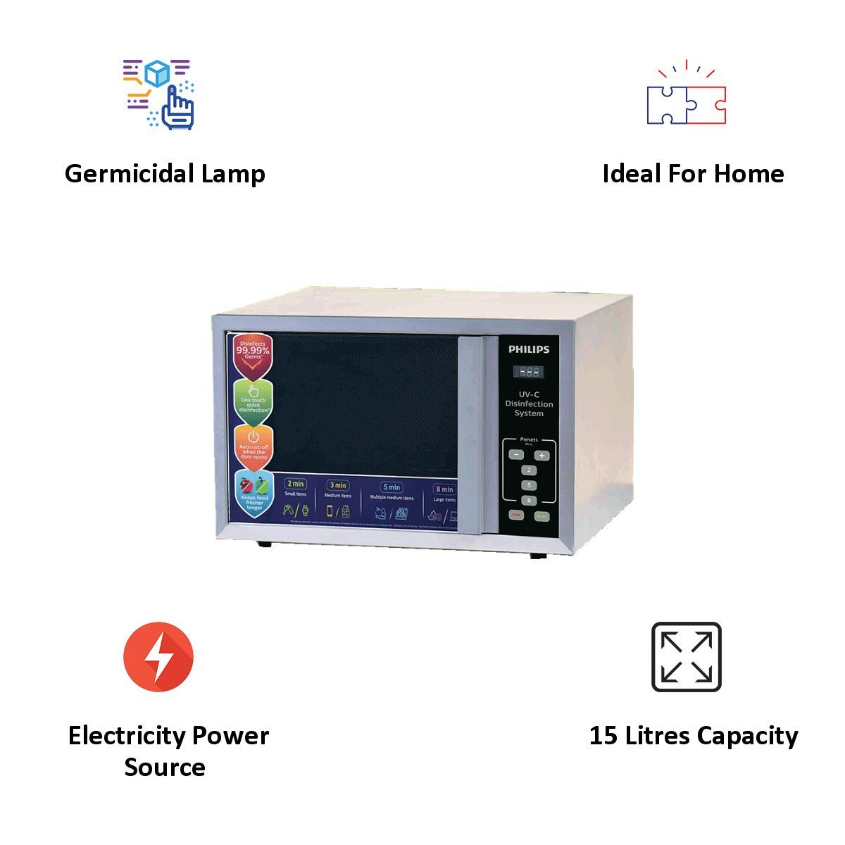 PHILIPS UVDSPHL15L Electric Powered Germicidal Lamp UV-C Disinfection System (15 litres, No Leakage and Uniform Coverage, Disinfection for Grocery and Mobile Phones, 929002473913, Silver)_8