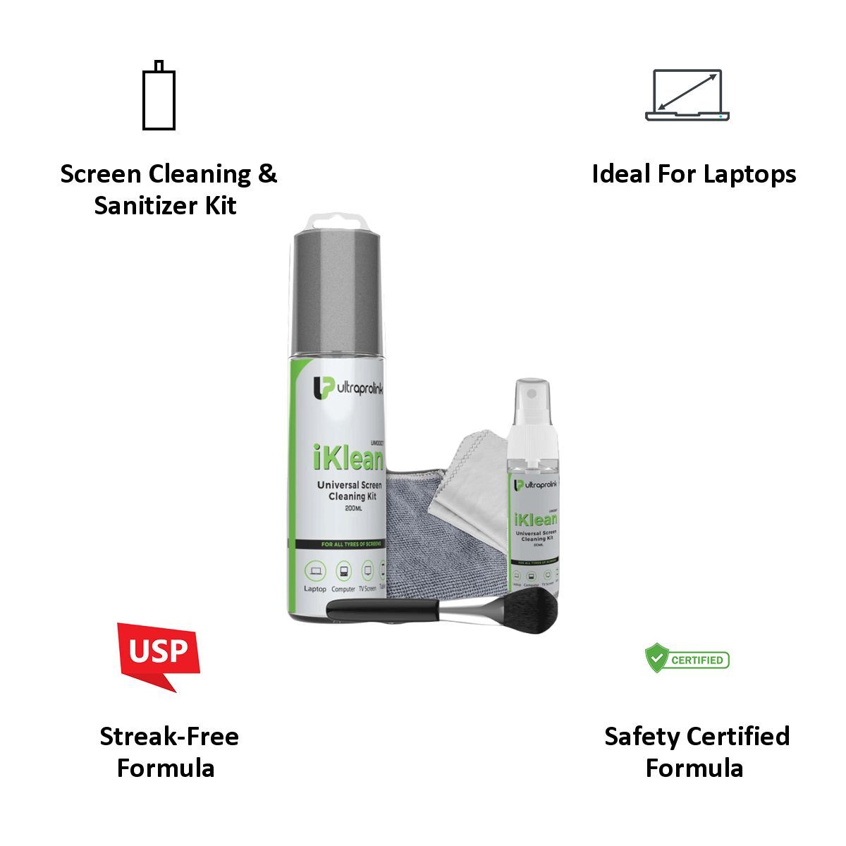 ultraprolink iKlean Antibacterial Screen Cleaning and Sanitizer Kit (Anti-Drip, UM1027, White)_8