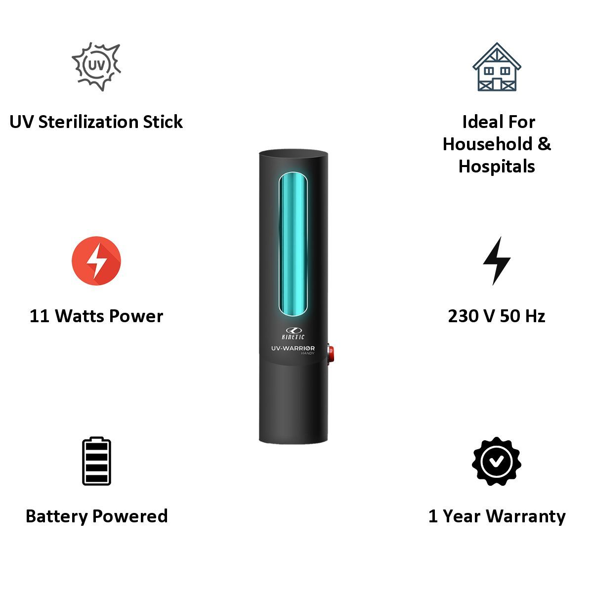 Kinetic UV Warrior UV Handy 11 Watts UV Sterilization Stick (Black) Kinetic UV Warrior UV Handy 11 Watts UV Sterilization Stick (Black)_4