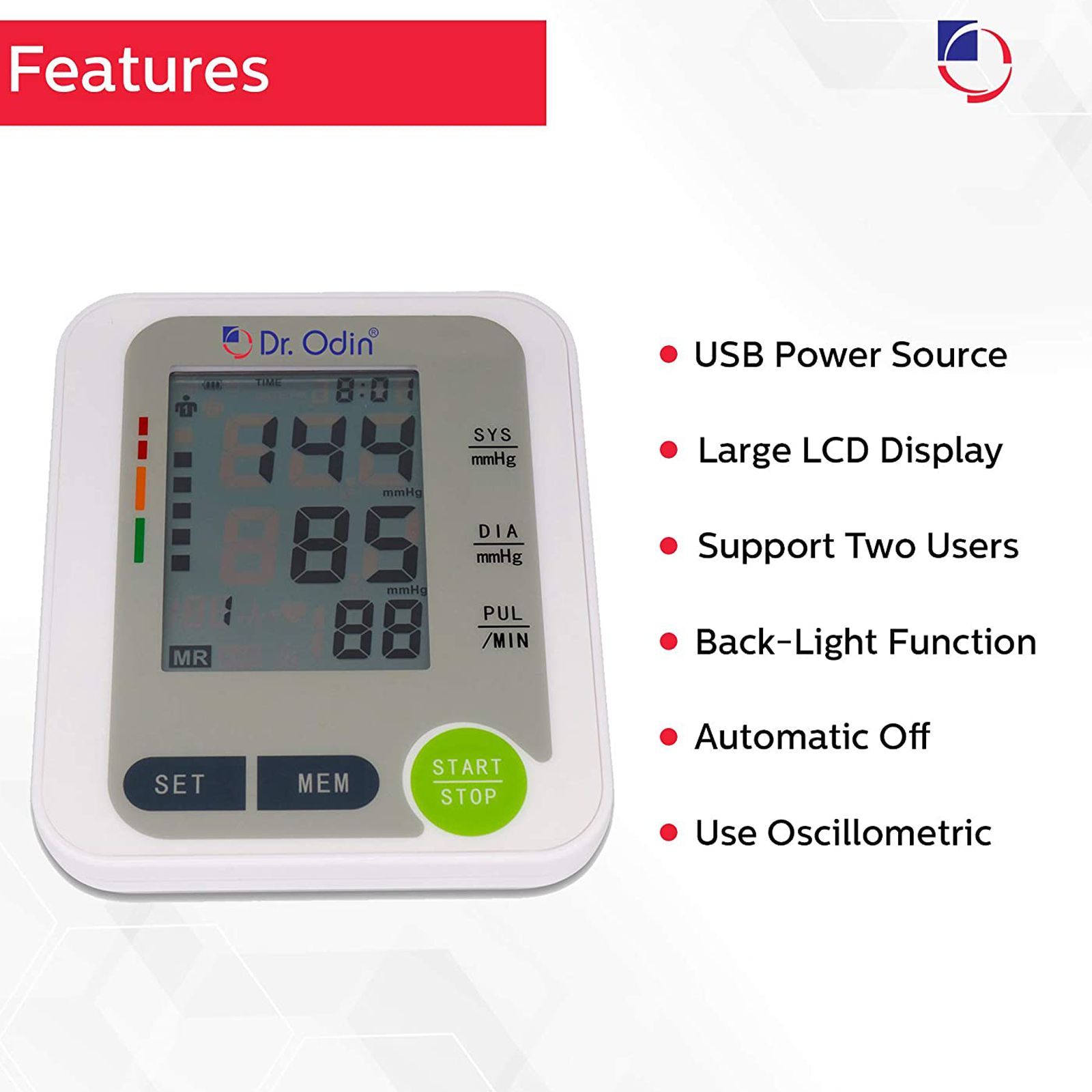 Dr. Odin LCD Blood Pressure Monitor (Auto Power Off, BSX516, White)_7
