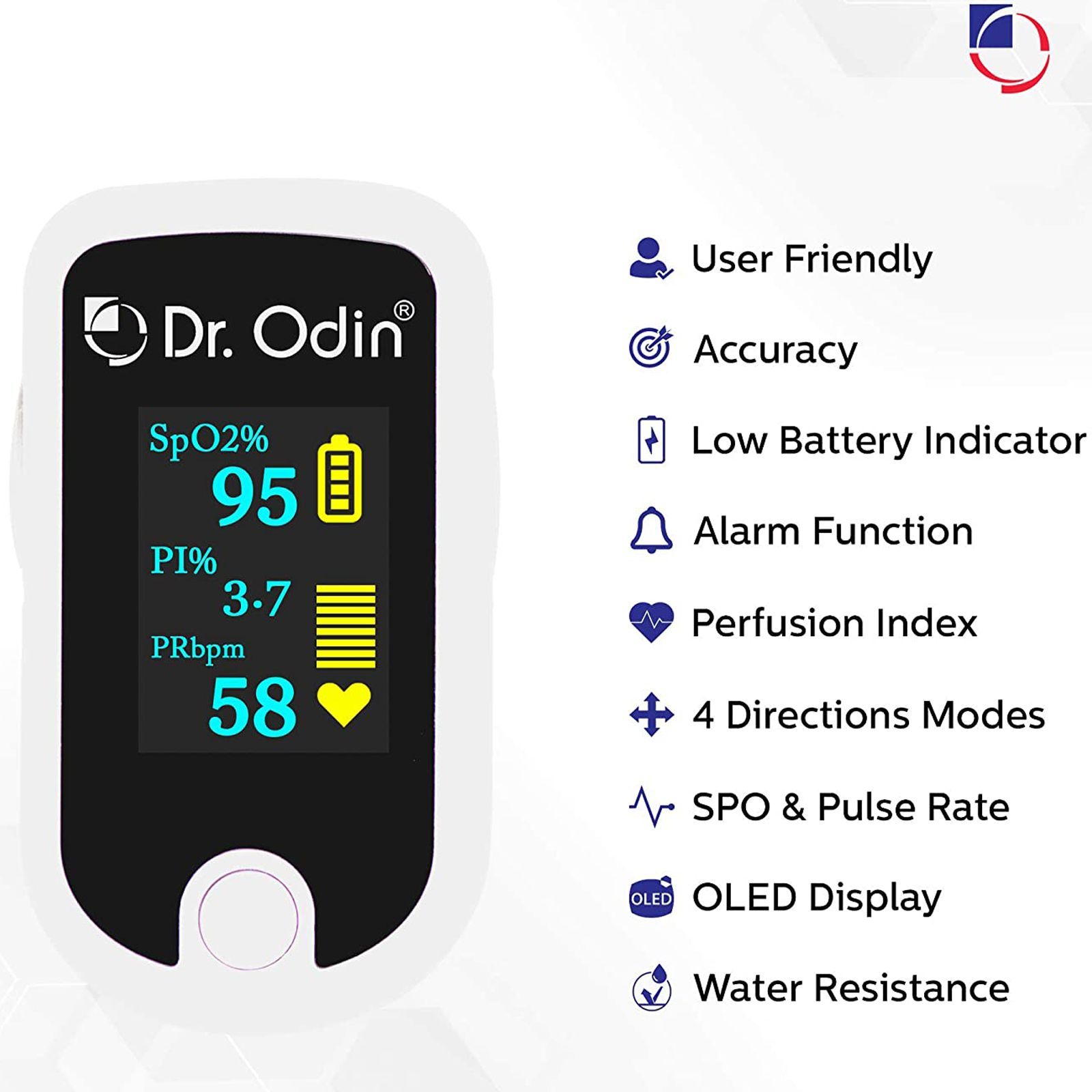 Dr. Odin OLED Pulse Monitor/Oximeter (Alarm Function, FS20E, White)_6