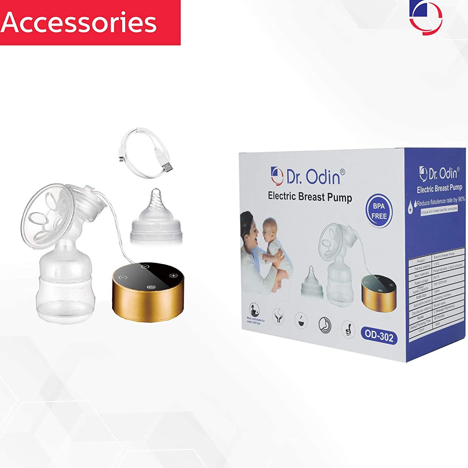 Dr. Odin Breast Pump (100 Percent Sterilisable, OD-302, Gold)_4