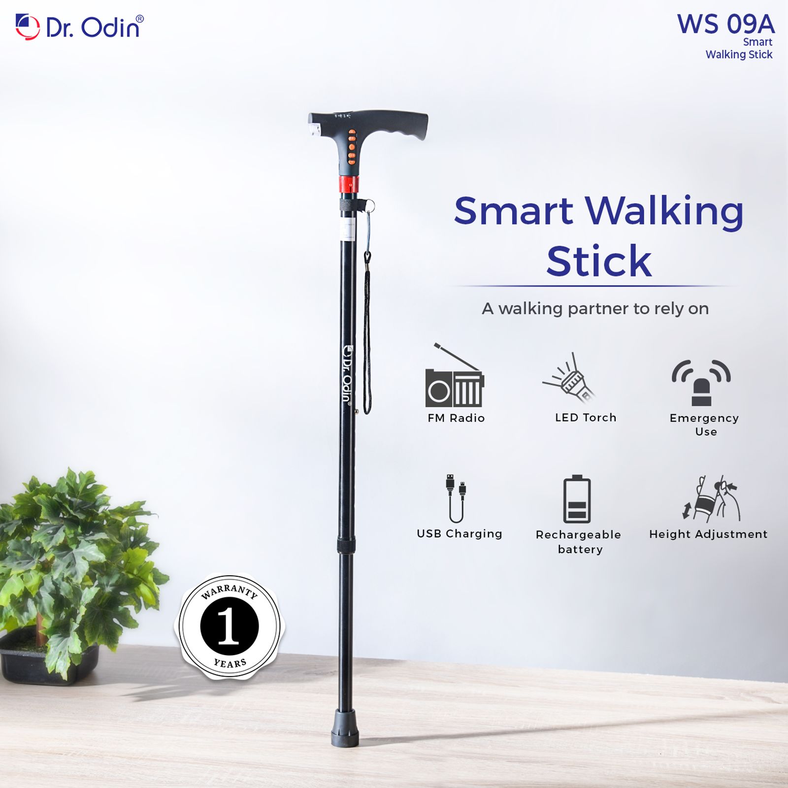 Dr. Odin Walking Stick (SOS Alarm, GB-819, Black)_3