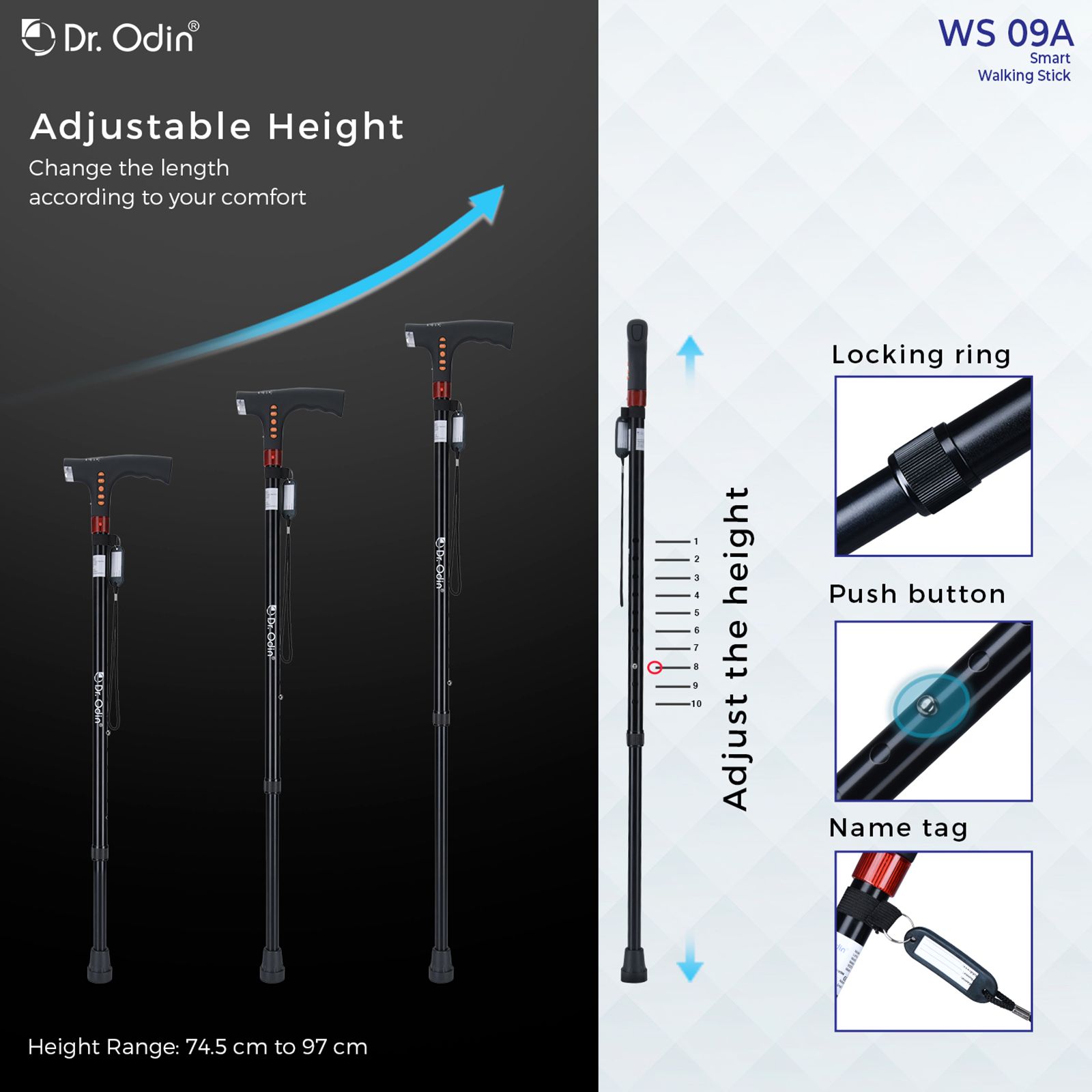 Dr. Odin Walking Stick (SOS Alarm, GB-819, Black)_6