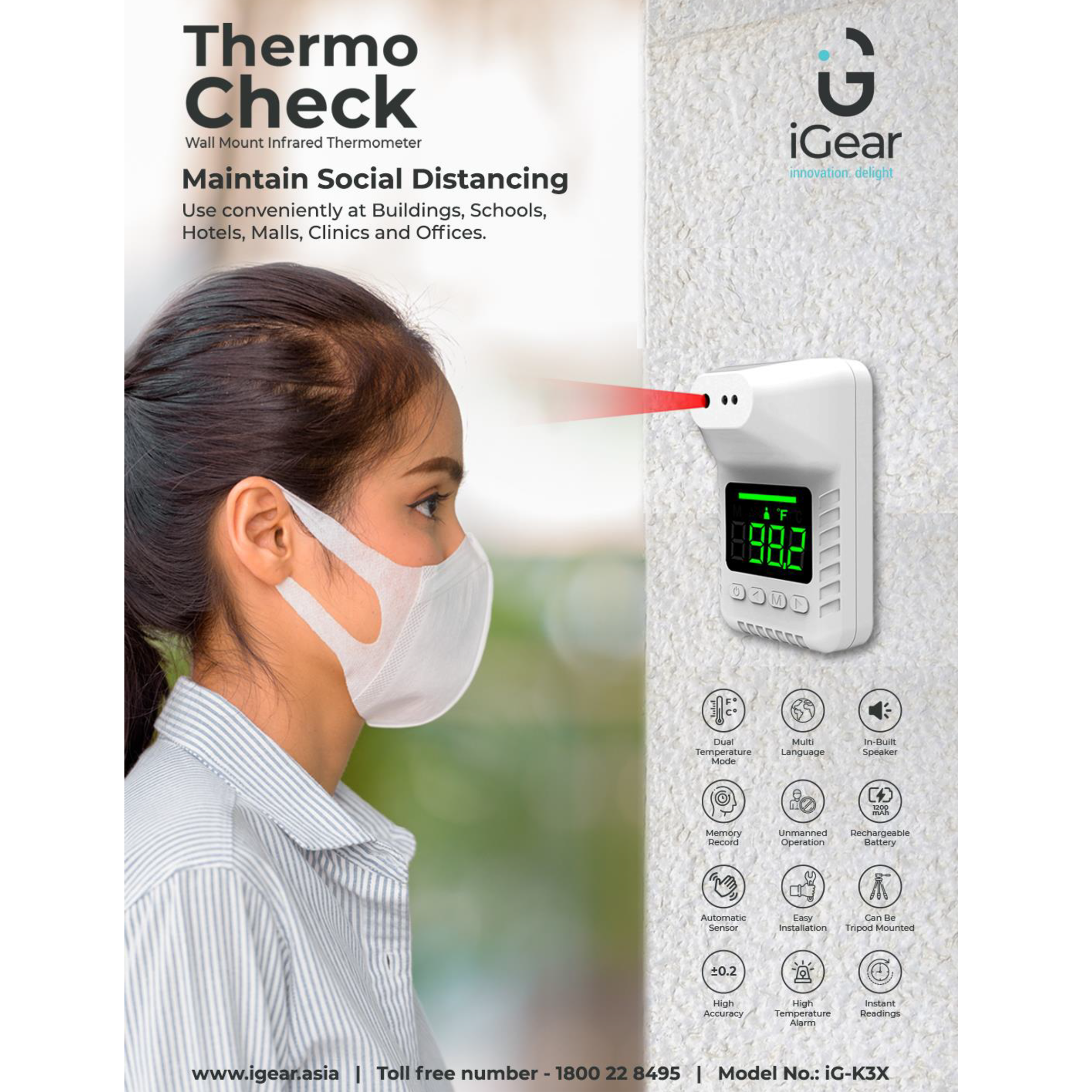 iGear Thermo Check Infrared Thermometer (Unmanned Operation, iG - K3X, White)_5