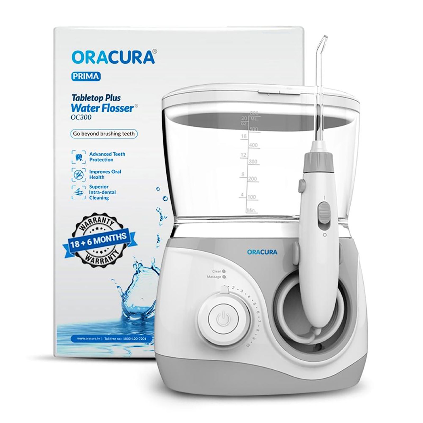 ORACURA Tabletop Plus Dental Floss for Unisex (10 Adjustable Water Pressure, OC300, White)_11