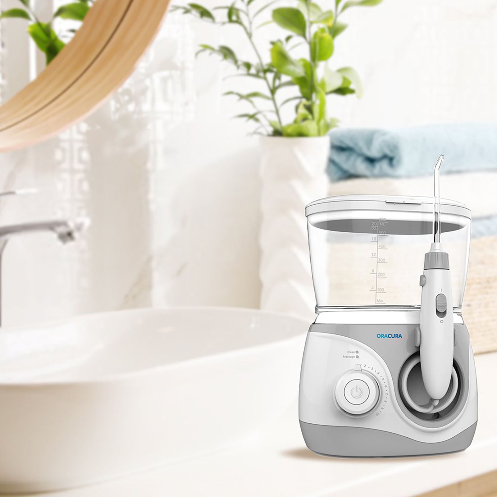 ORACURA Tabletop Plus Dental Floss for Unisex (10 Adjustable Water Pressure, OC300, White)_12