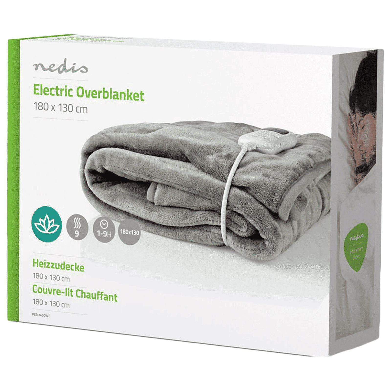nedis Pain Reliever Double Bed Over-Blanket (9 Heat Settings, PEBL140CWT, Grey) nedis Pain Reliever Double Bed Over-Blanket (9 Heat Settings, PEBL140CWT, Grey)_6