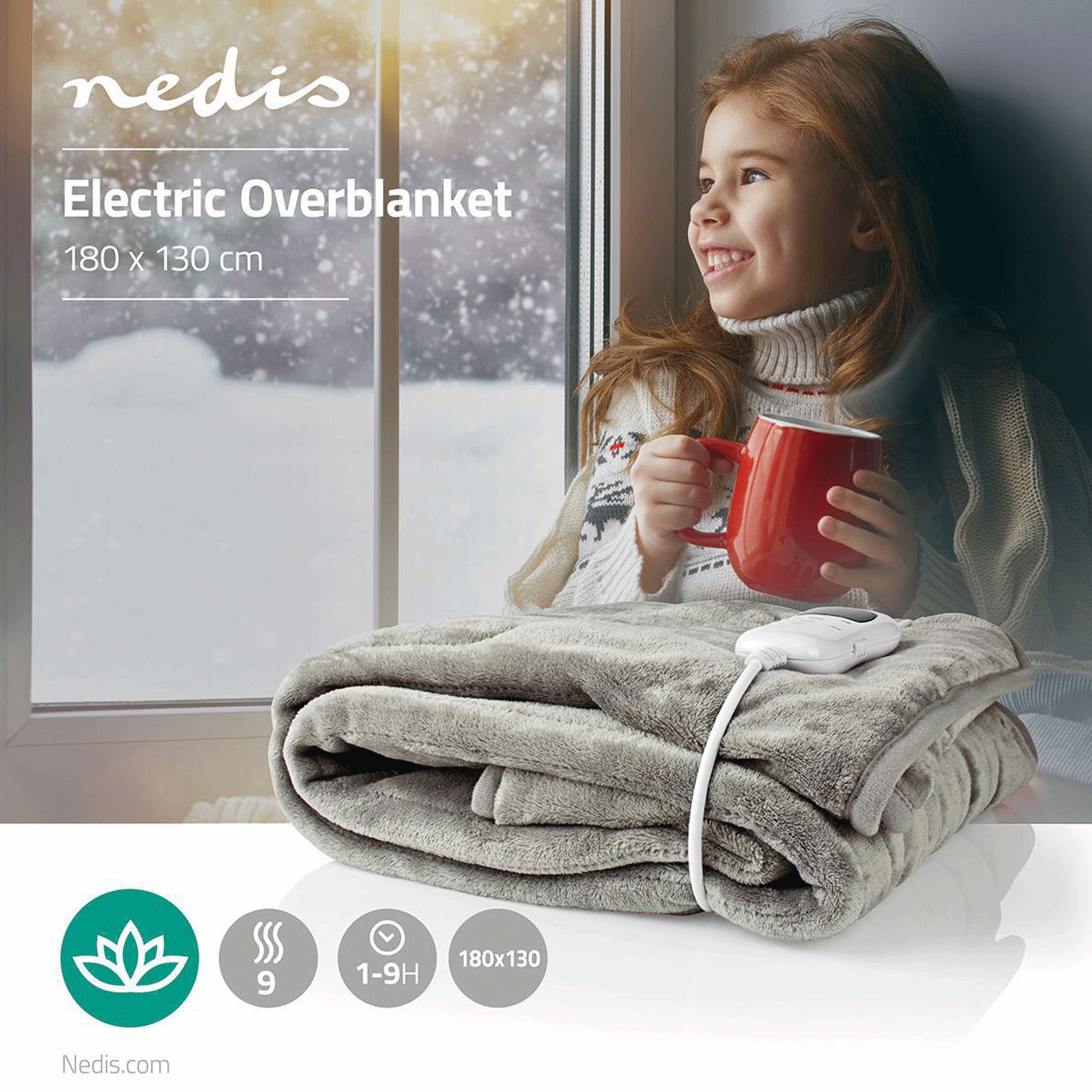 nedis Pain Reliever Double Bed Over-Blanket (9 Heat Settings, PEBL140CWT, Grey) nedis Pain Reliever Double Bed Over-Blanket (9 Heat Settings, PEBL140CWT, Grey)_7