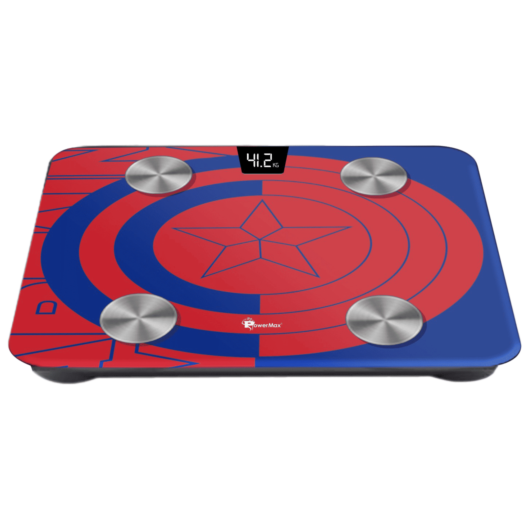 PowerMax Marvel Series Captain America Weight Scale (Bluetooth Connectivity, BCA-130-CA-BL, Blue)_2