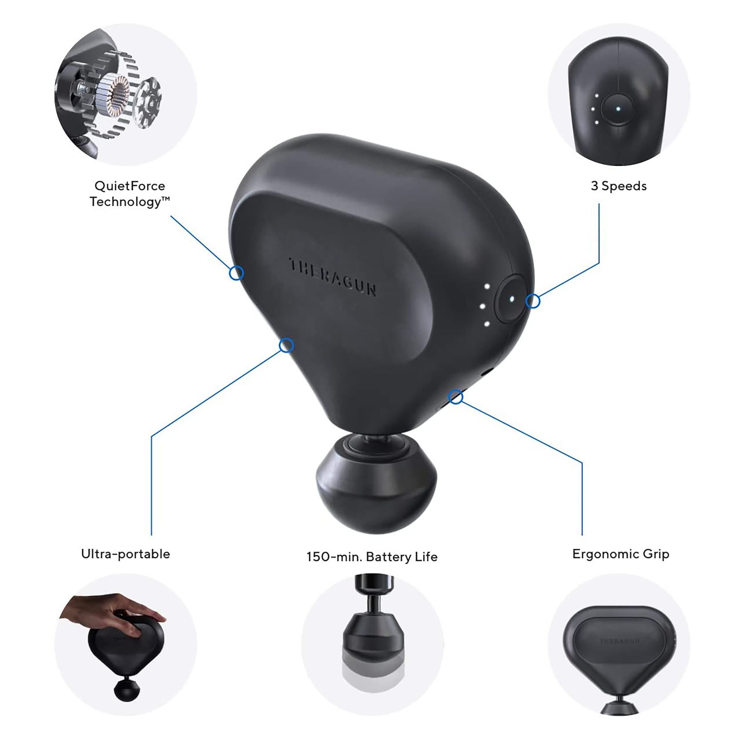 Therabody Theragun Mini Full Body Massager (QuietForce Technology, 150 Minutes Battery Life, G4-MINI-BLK, Black)_10