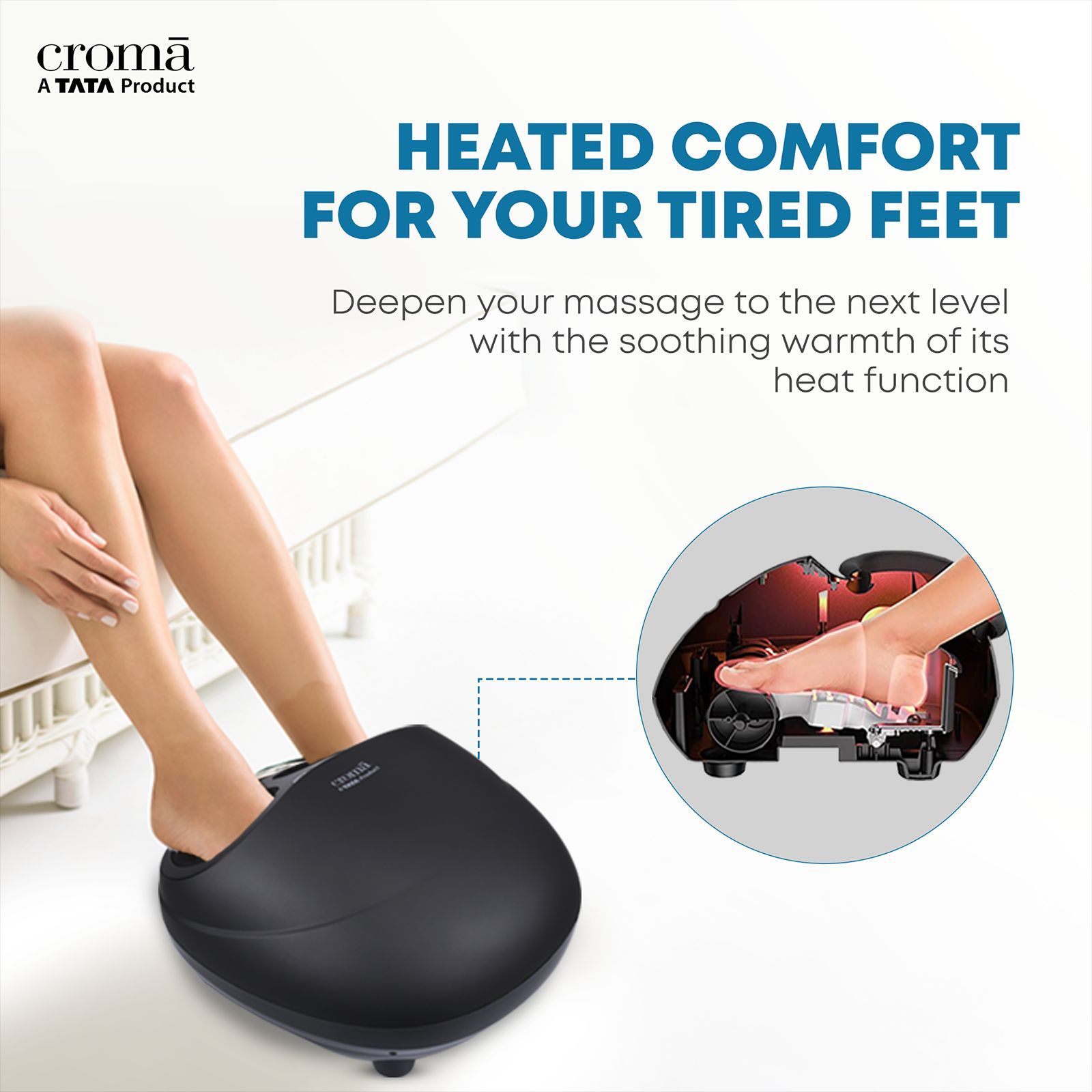 Croma Foot Massager (Shiatsu Massage Therapy, Warm Function, Rubber Grey)_10