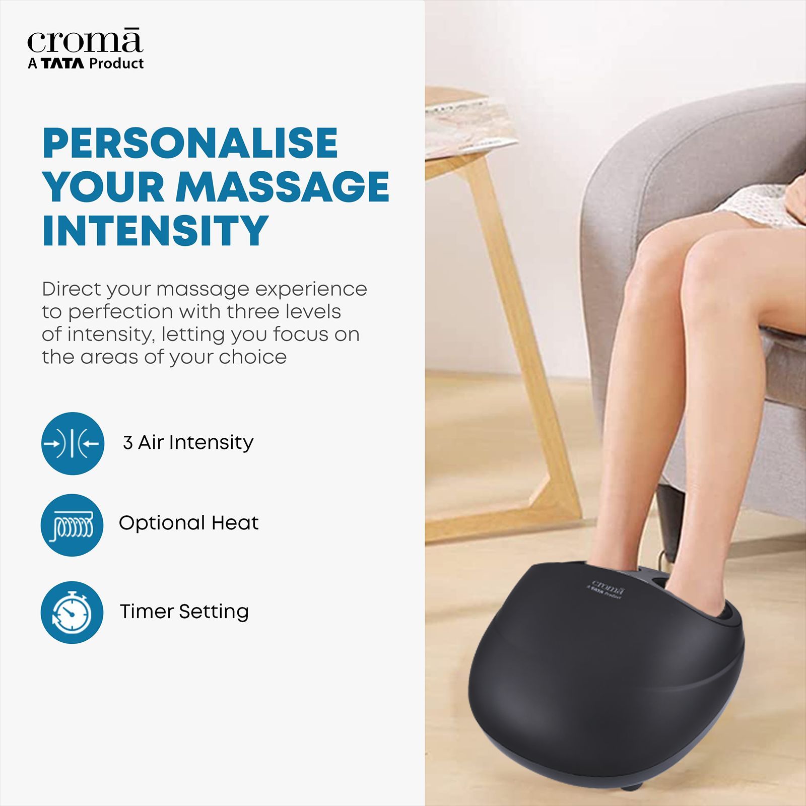 Croma Foot Massager (Shiatsu Massage Therapy, Warm Function, Rubber Grey)_11