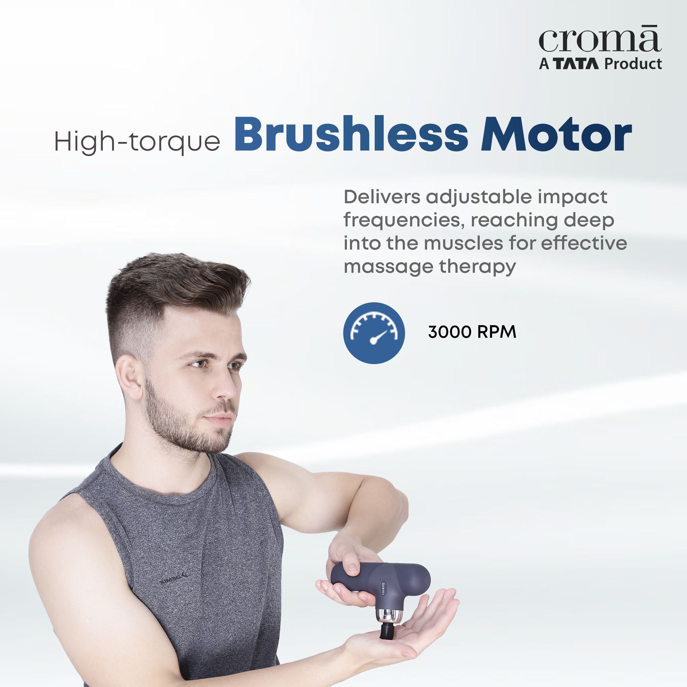 Croma Full Body Mini Massager Gun (4 Speed settings, Dark Blue)_9