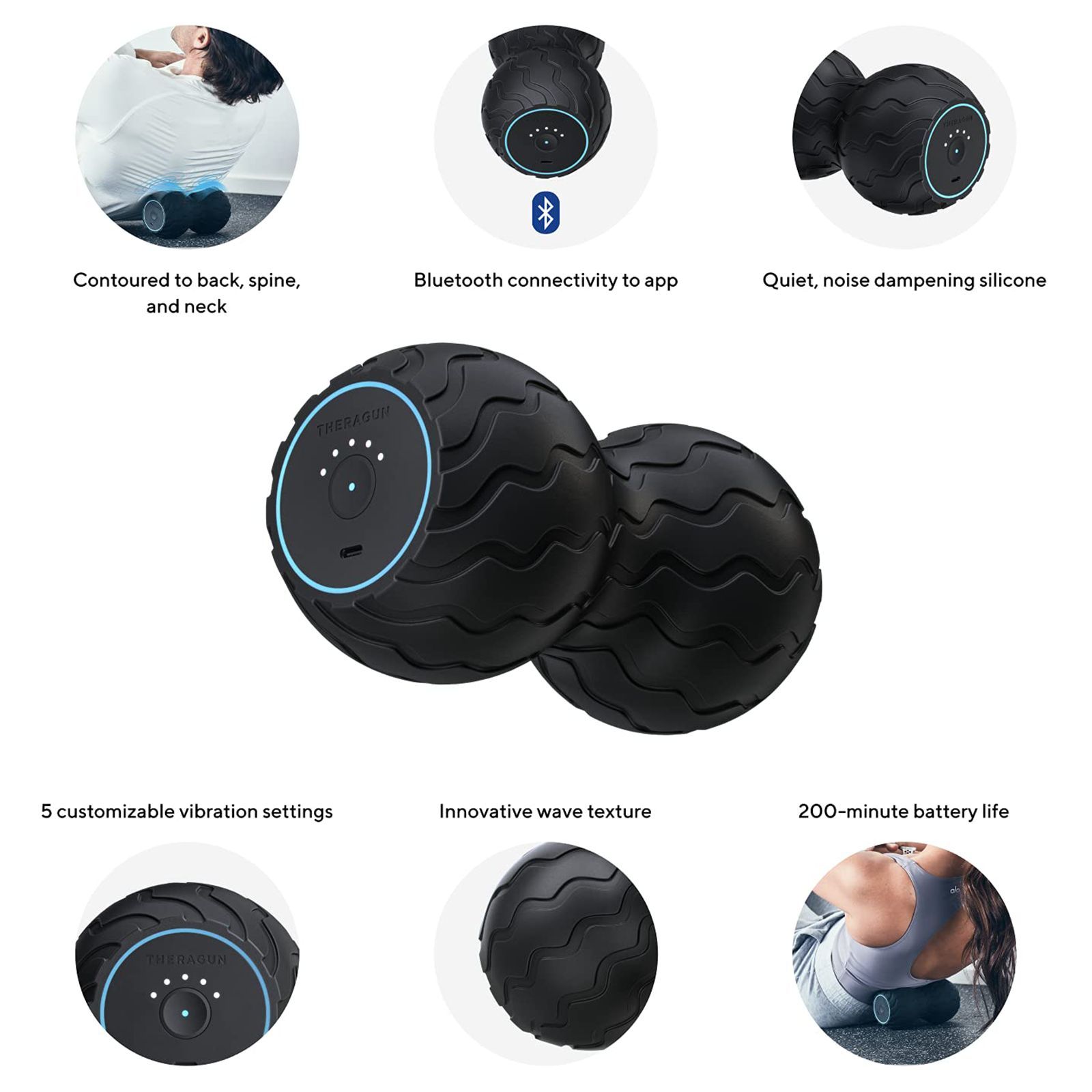 Therabody Theragun Wave Duo Neck & Spine Massager (Silicon Material, Bluetooth Connectivity, Black)_5