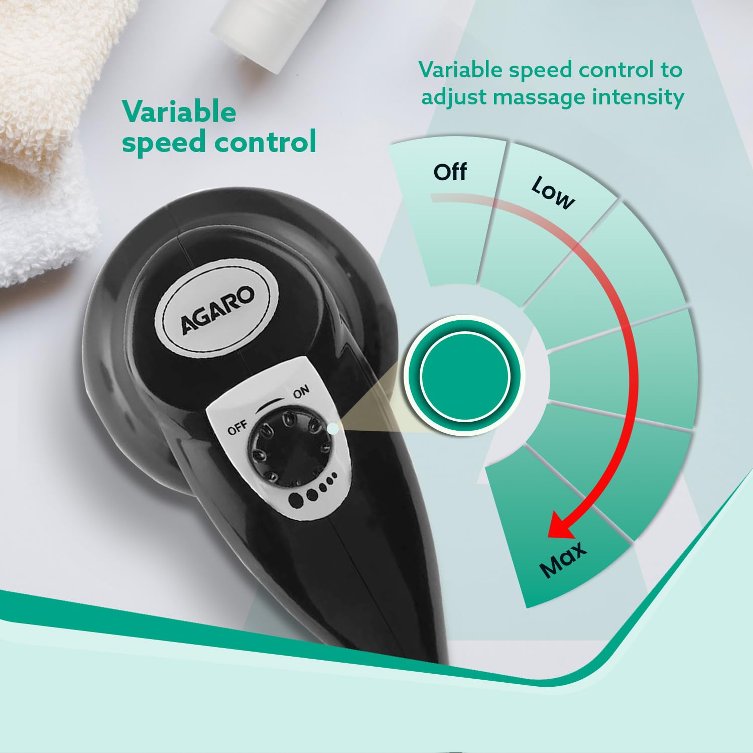 AGARO Atom Full Body Massager (Variable Speed Control, 33225, Black)_2