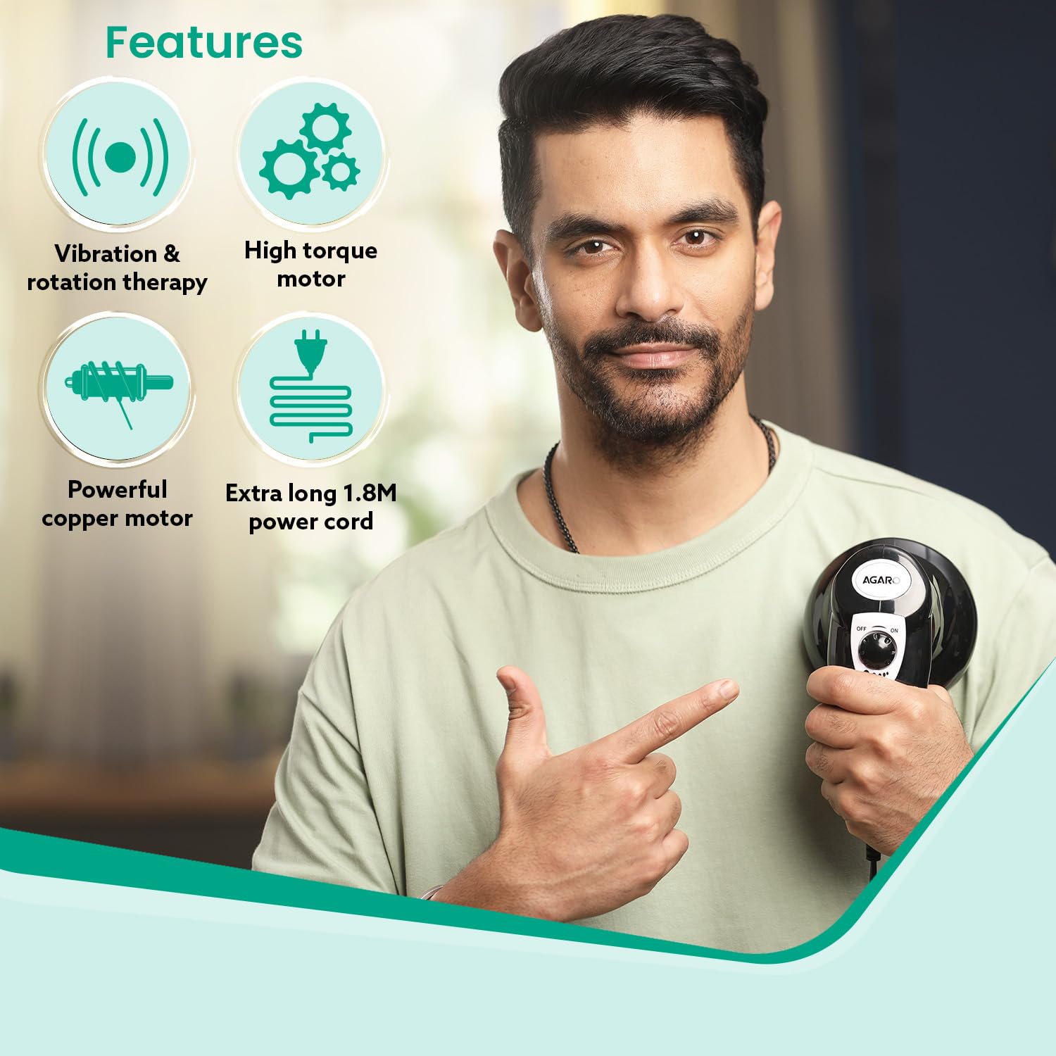 AGARO Atom Full Body Massager (Variable Speed Control, 33225, Black)_4