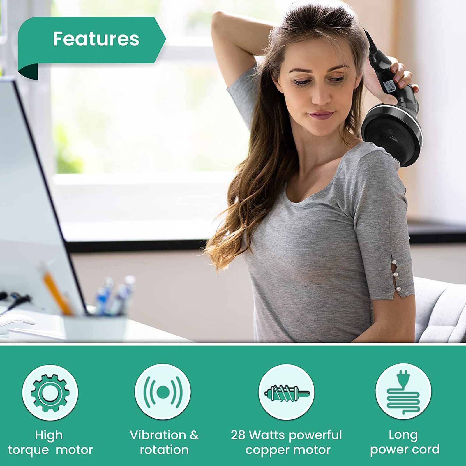 AGARO Atom Full Body Massager (Variable Speed Control, 33225, Black)_6