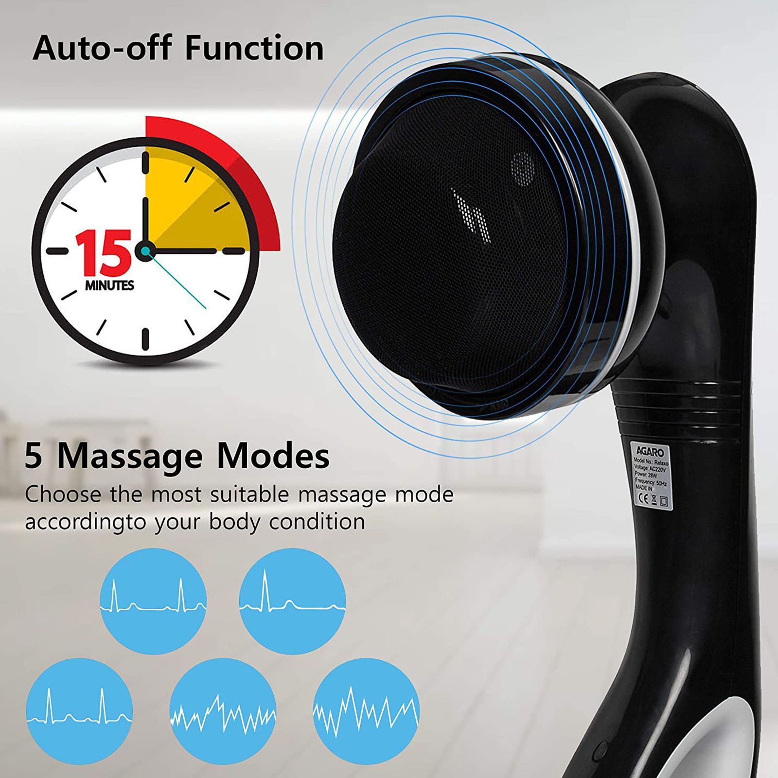 AGARO Relaxo Full Body Massager (5 Vibration Modes, 33324, Black)_4