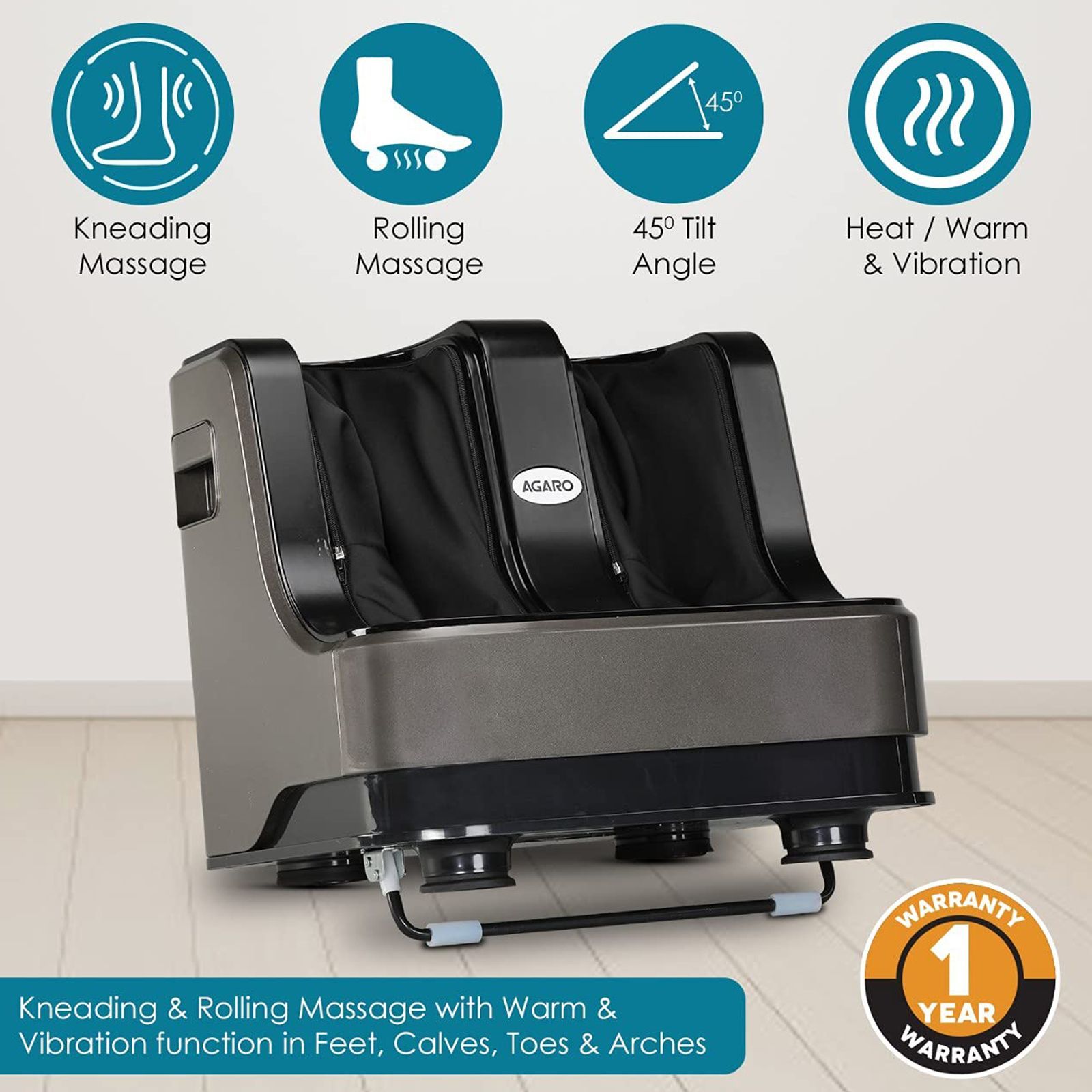 AGARO Rejoice Foot, Calf & Leg Massager (15 Minutes Auto- Shut Off, 33505, Grey)_3