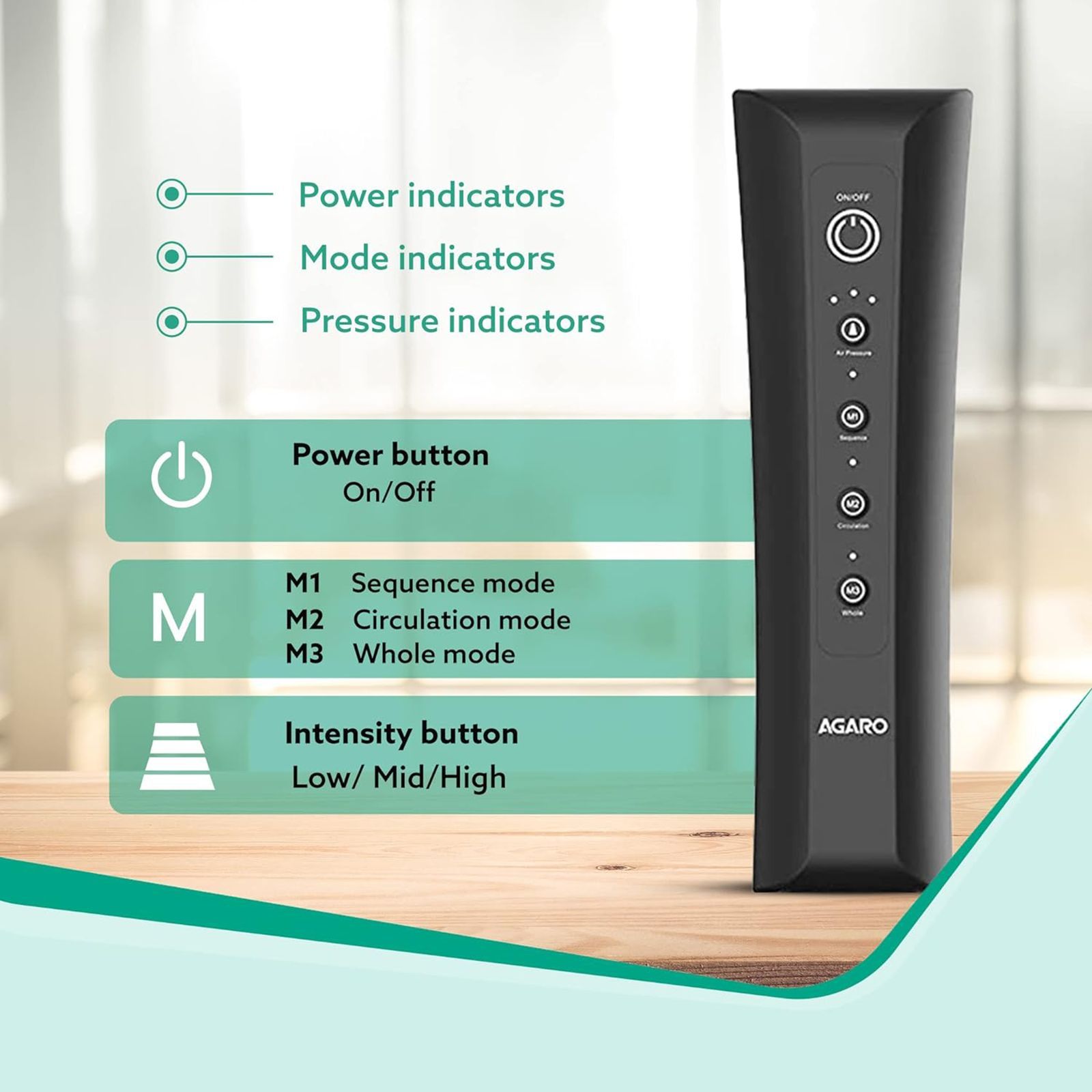 AGARO Comfy Air Compression Leg Massager (3 Massage Modes, 33510, Black)_7