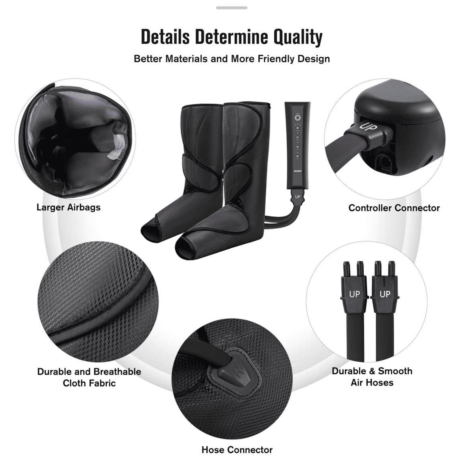 AGARO Comfy Air Compression Leg Massager (3 Massage Modes, 33510, Black)_4