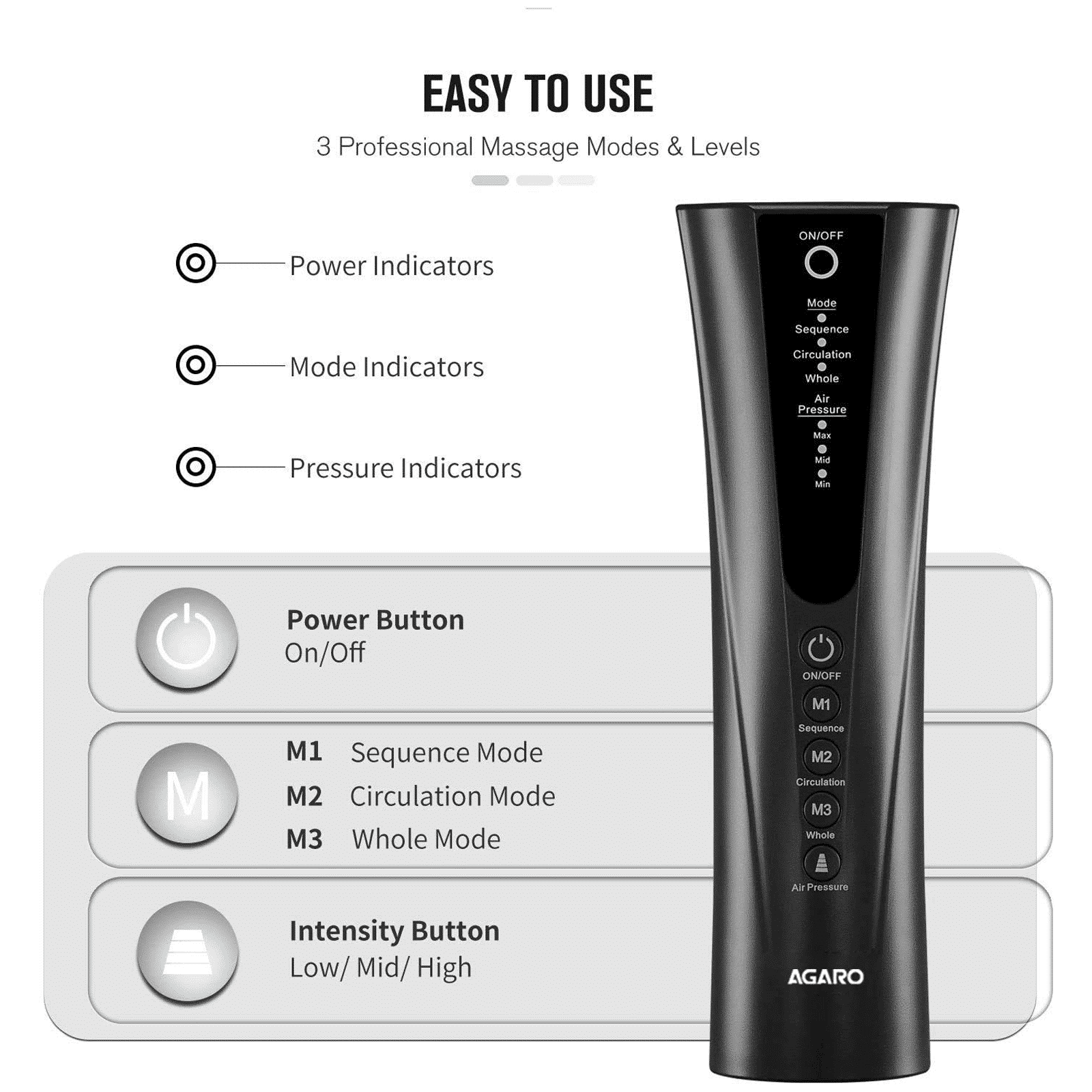 AGARO Magma Leg Massager (3 Massage Mode, 33511, Black)_2