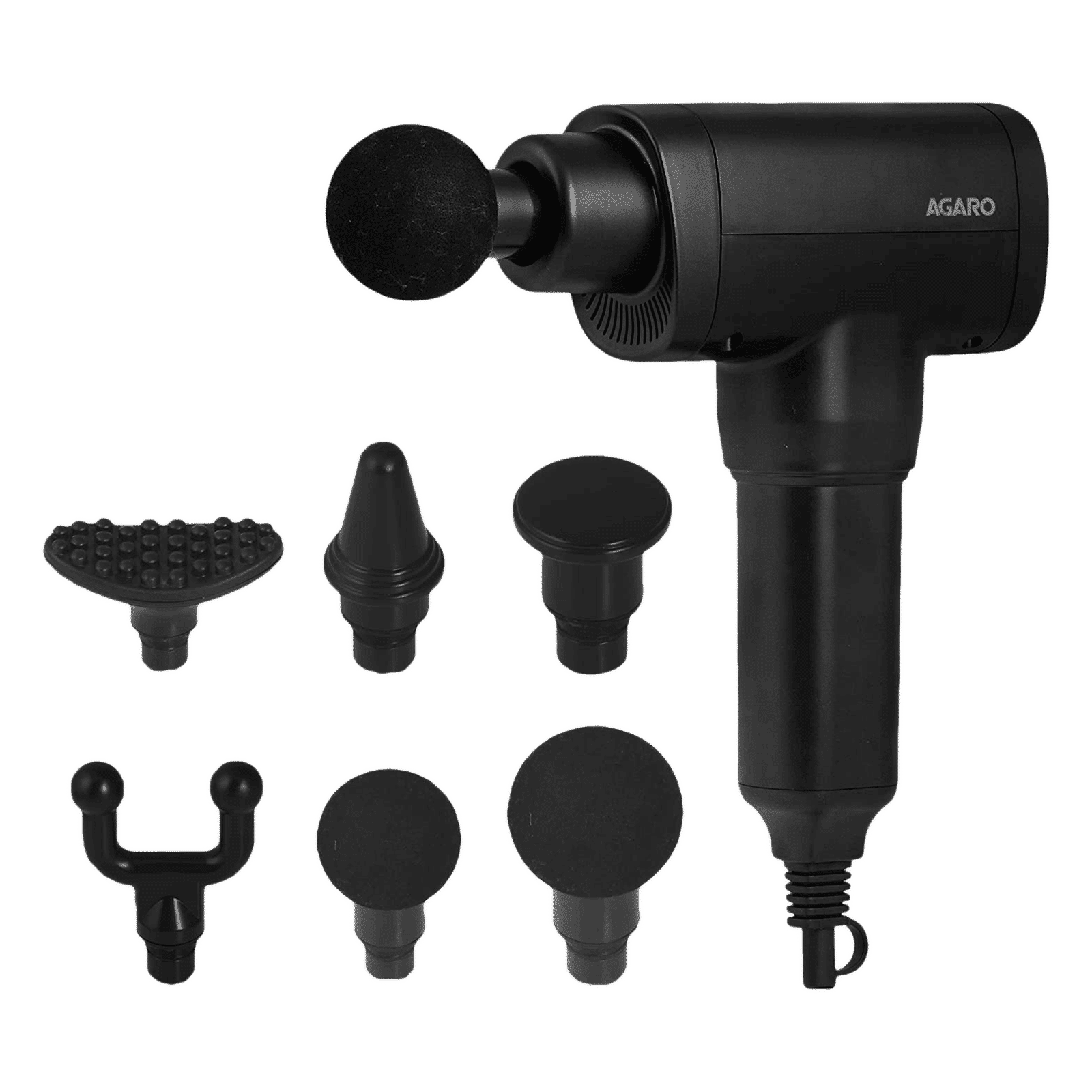 AGARO Impact Electric Gun Body Massager (6 Interchangeable Massage Heads, 33659, Black)_1