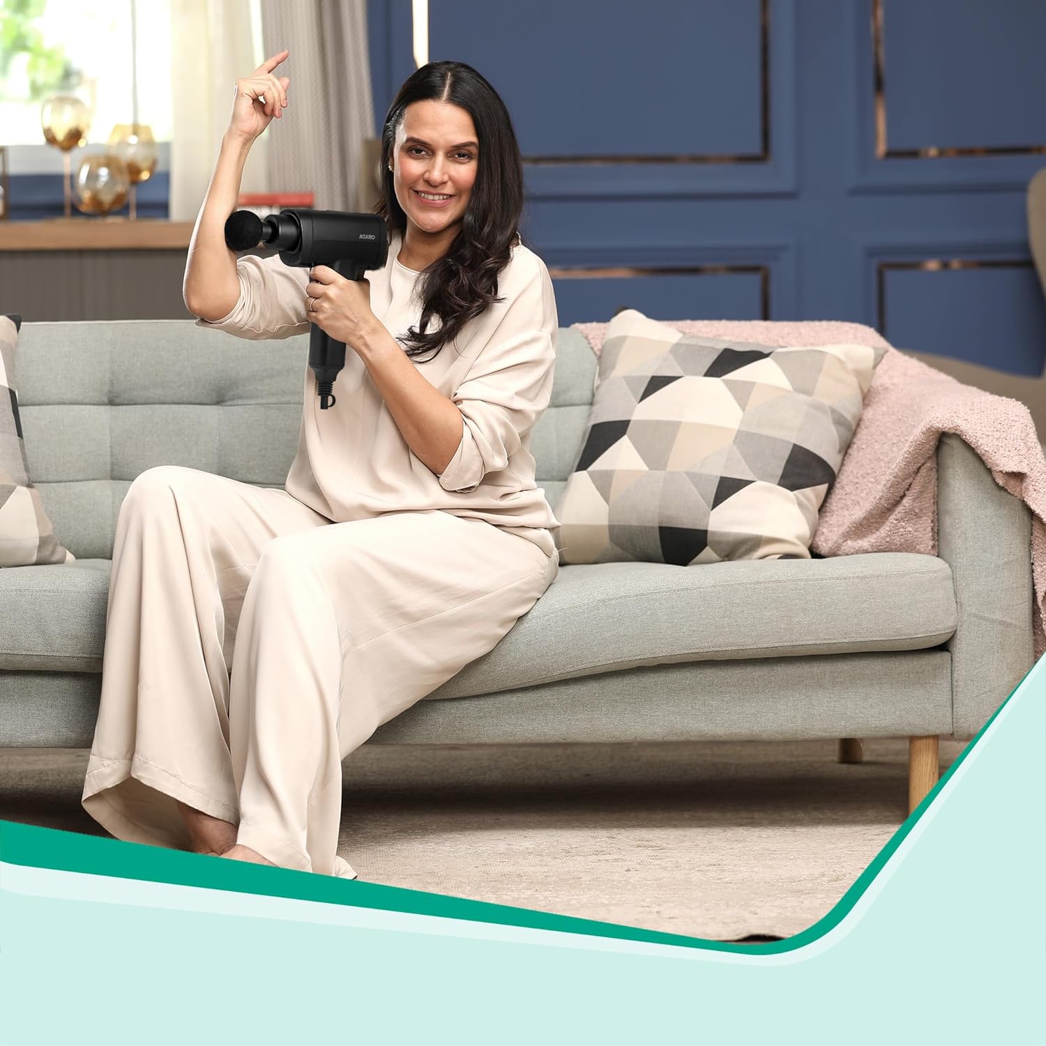 AGARO Impact Electric Gun Body Massager (6 Interchangeable Massage Heads, 33659, Black)_5