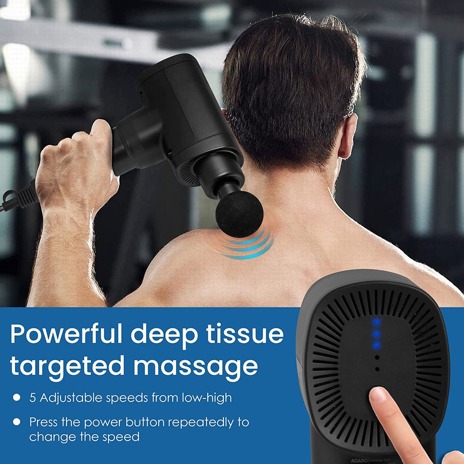 AGARO Impact Electric Gun Body Massager (6 Interchangeable Massage Heads, 33659, Black)_6