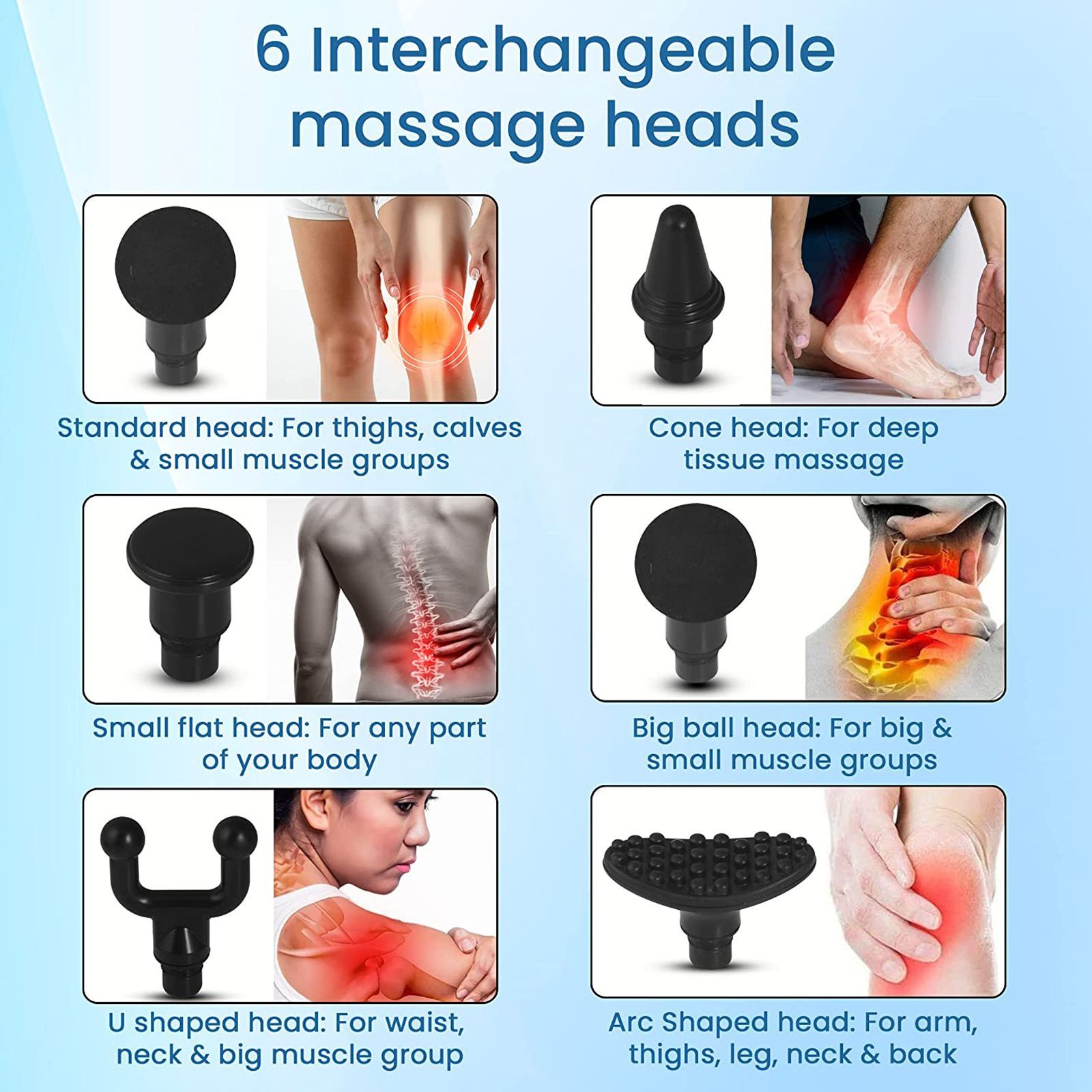 AGARO Impact Electric Gun Body Massager (6 Interchangeable Massage Heads, 33659, Black)_7