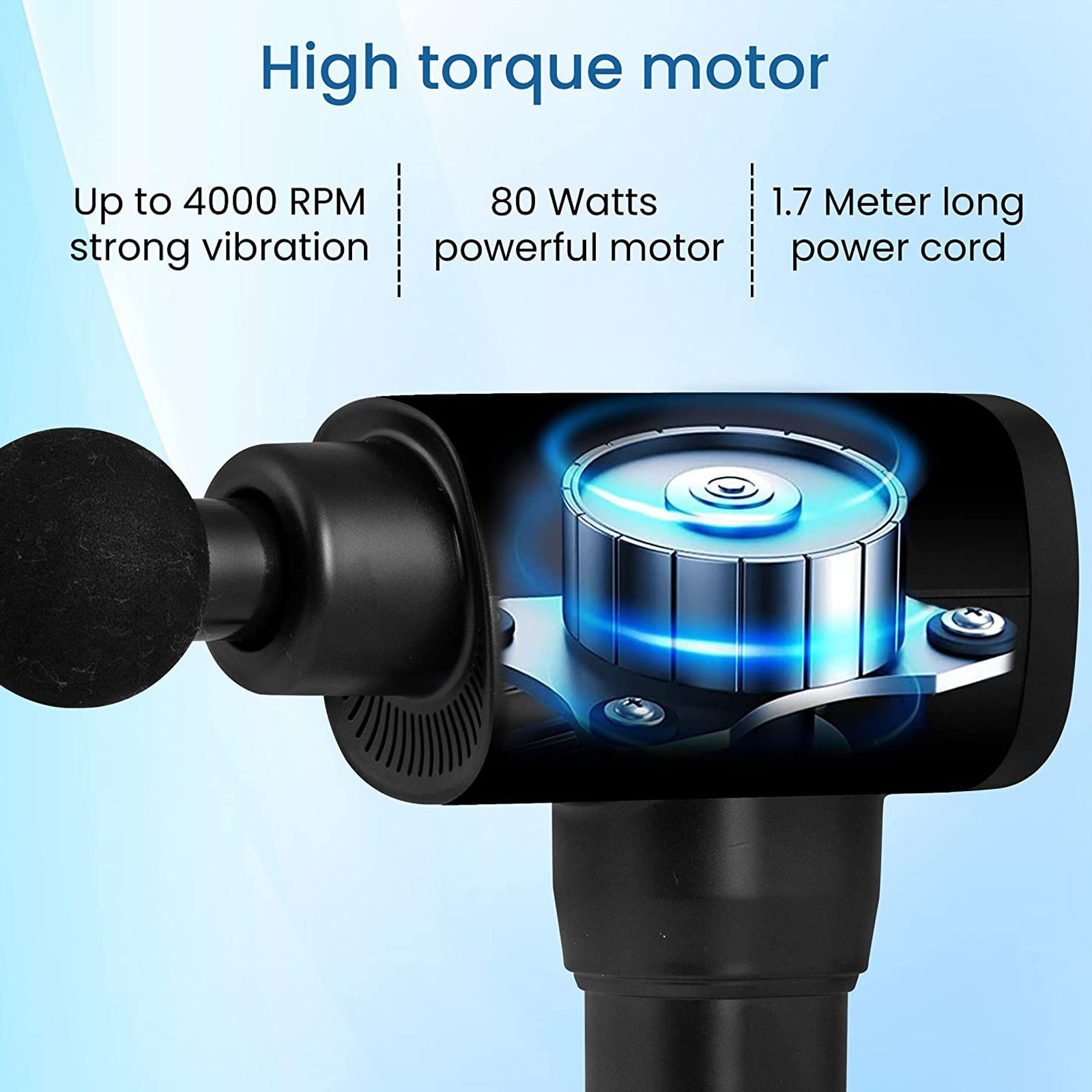 AGARO Impact Electric Gun Body Massager (6 Interchangeable Massage Heads, 33659, Black)_8