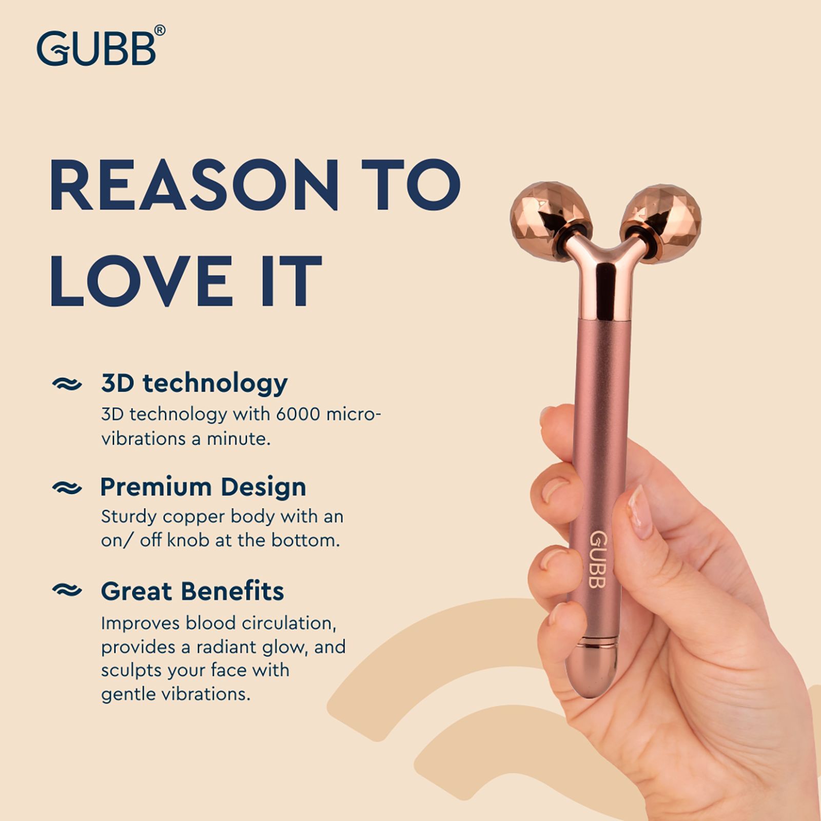 GUBB Face Massager (3D Technology, Superior Skin Rejuvenation, TG000881, Ruby)_3