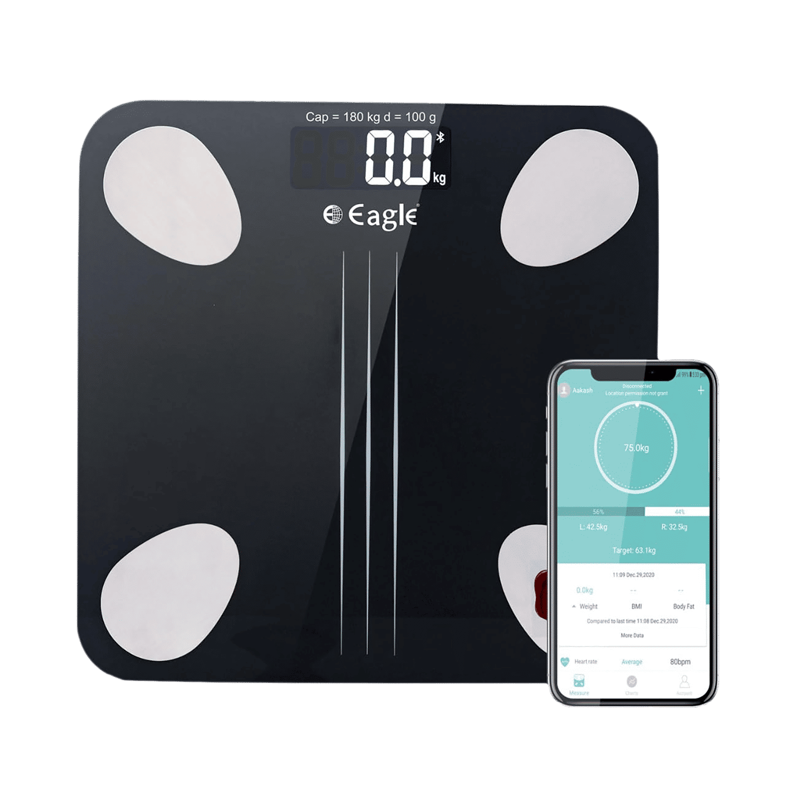 Eagle Weight Scale (15 Vital Body Parameteres, EEP1001A, Black)_1