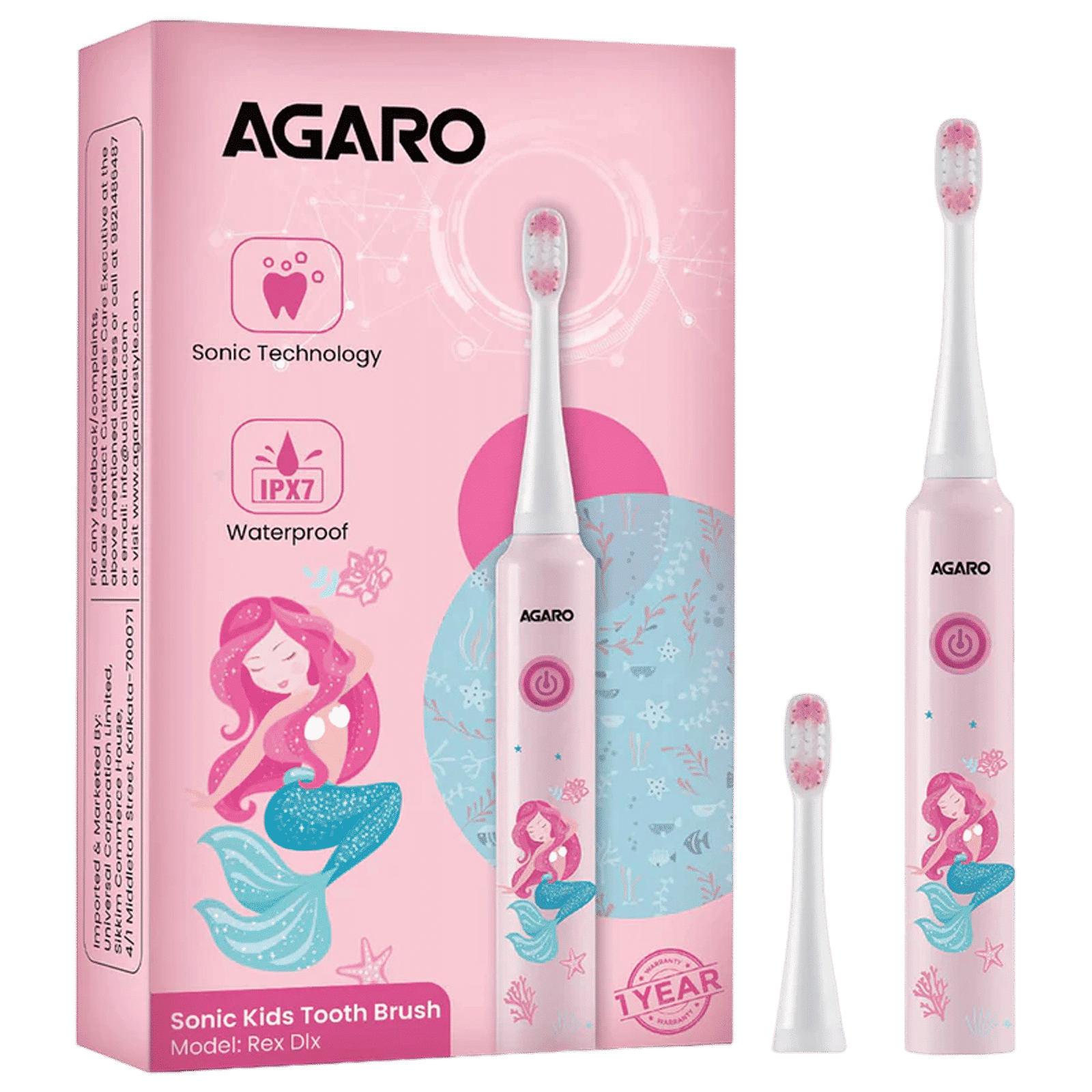 AGARO REX Dlx Electric Toothbrush for Kids (6 Cleaning Modes, Pink)_1