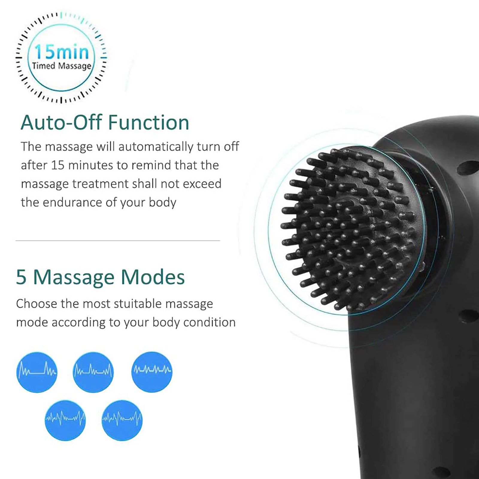 AGARO Comfort Full Body Massager (Percussion Technology, 5 Massage Modes, 33322, Green and Black)_4