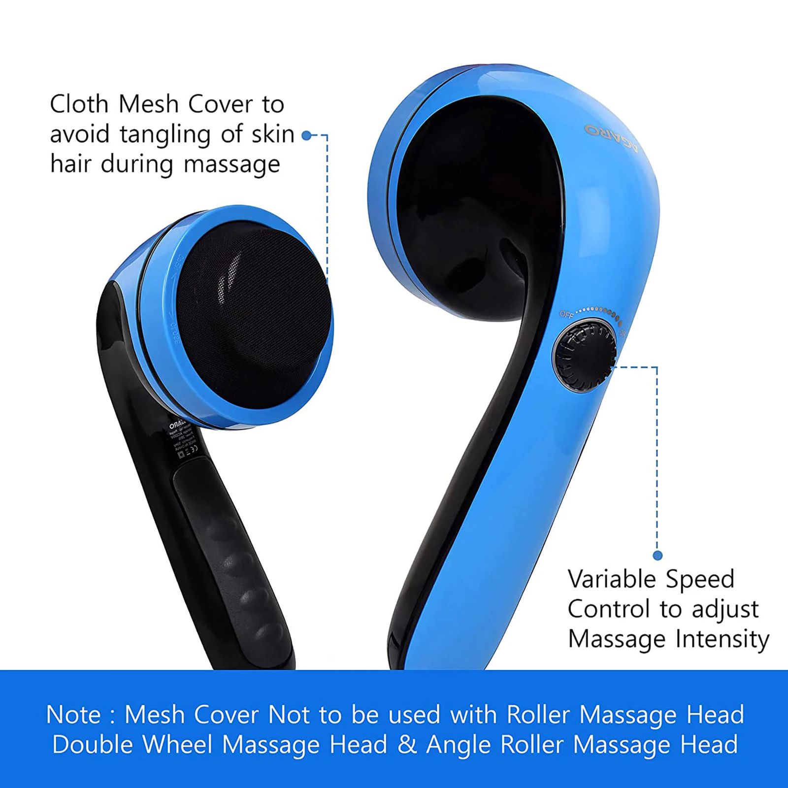 AGARO Regal Full Body Massager (Percussion Technology, Cloth Mesh Cover, 33323, Blue)_3