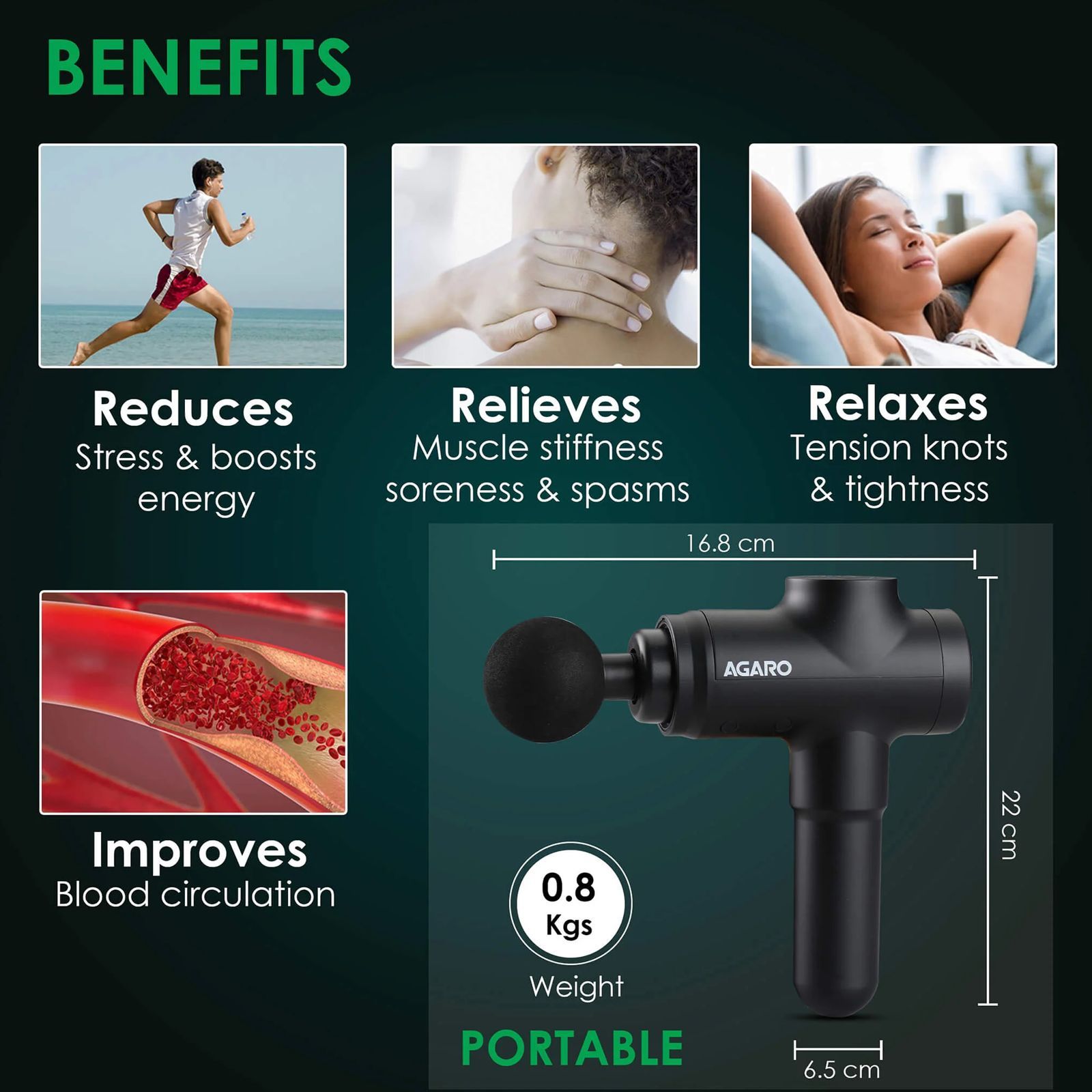 AGARO Strike Back Massager (20 Speed Settings, 33549, Black) AGARO Strike Back Massager (20 Speed Settings, 33549, Black)_3