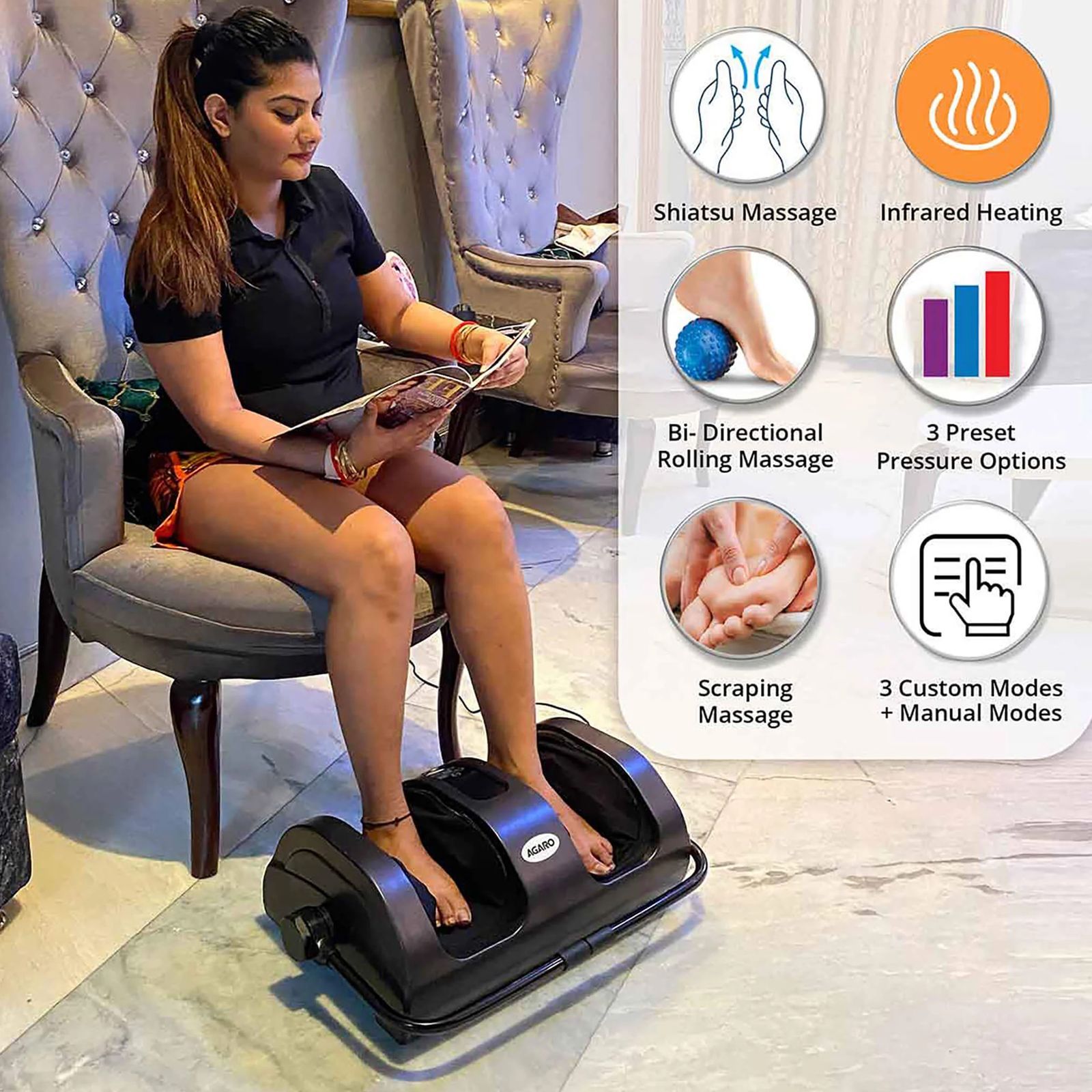AGARO Grand Feet Massager (4 Optional Modes, 33270, Black)_5